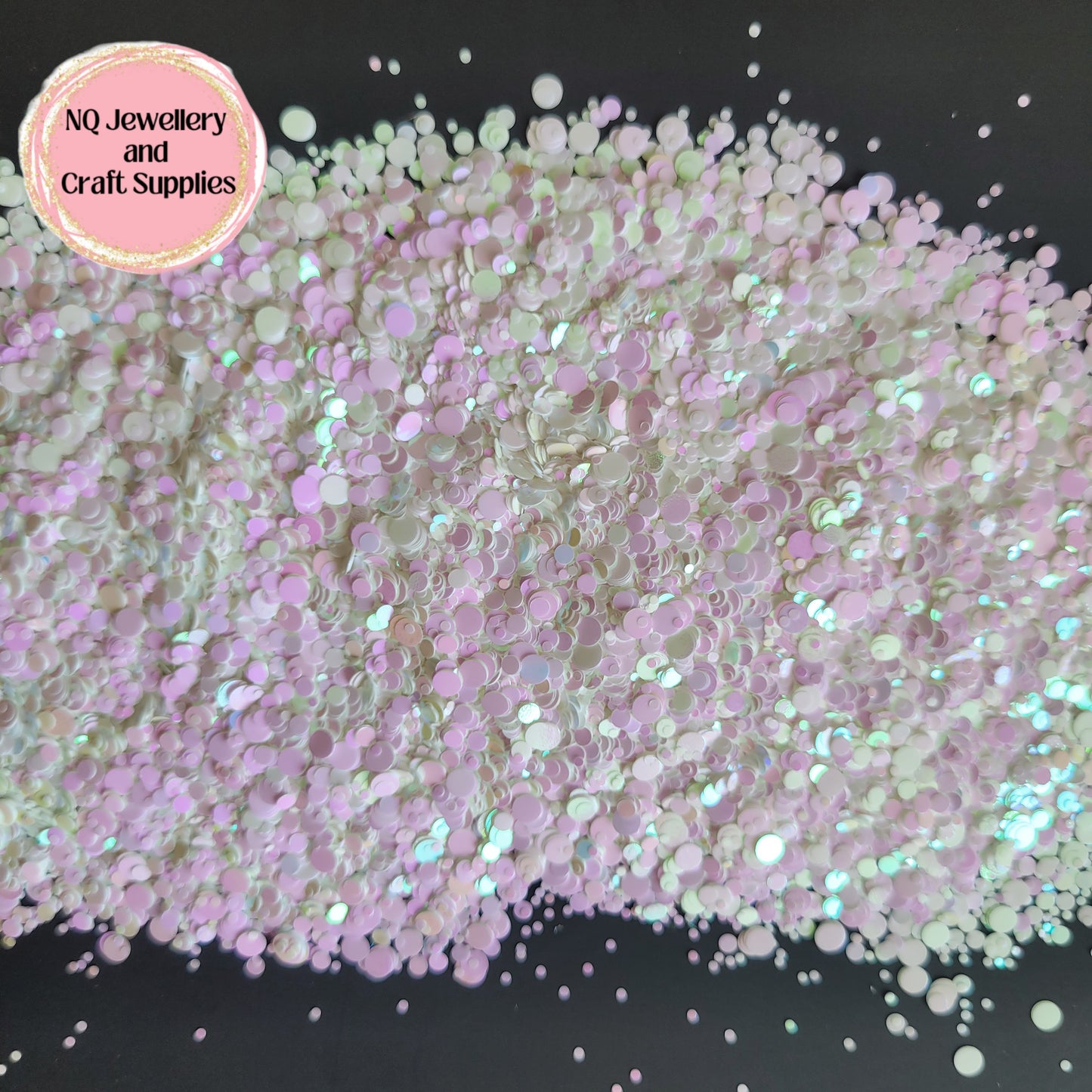 Coconut Ice Dot Glitter / White Dots that illuminates a touch of pink / 20g 56g Bag