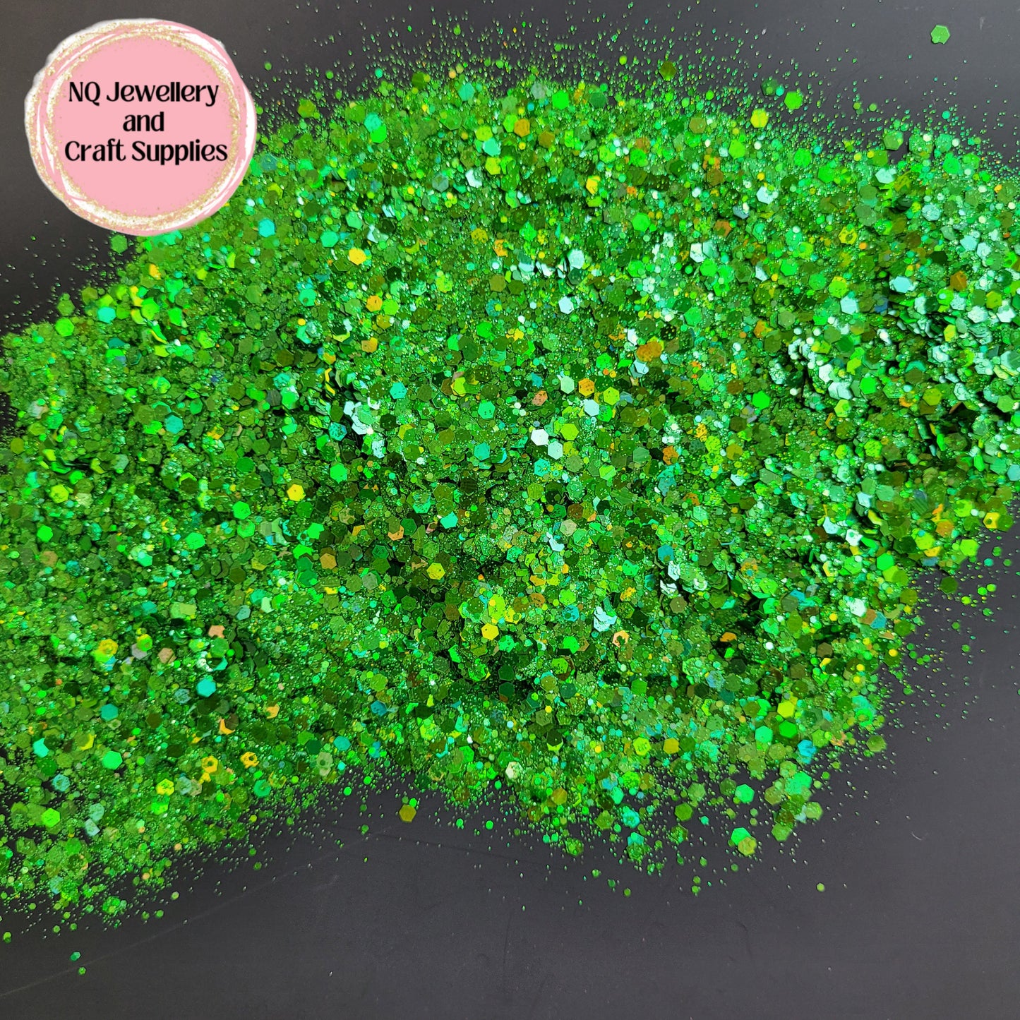 GREEN TREE FROG Holographic Glitter / GREEN / Mixed Sized - 20g 56g Bags