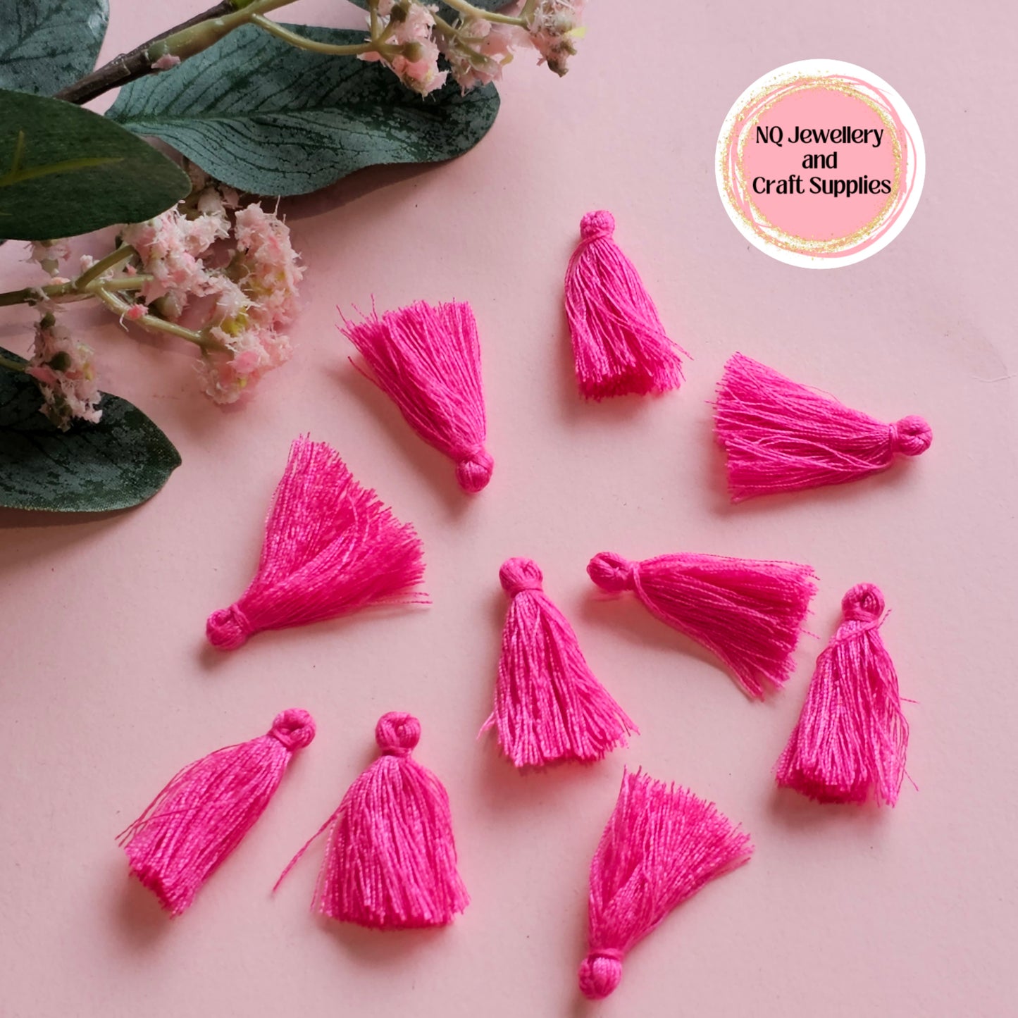 Tassels Polyester Cotton 2.5mm to 3mm Black, Cerise Pink, Bright Lime Green, Neon Yellow & Neon Orange