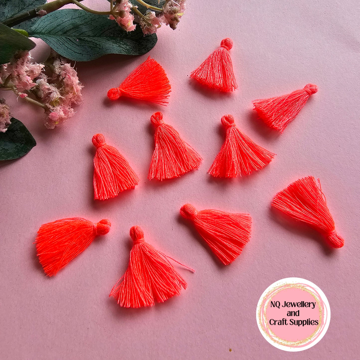 Tassels Polyester Cotton 2.5mm to 3mm Black, Cerise Pink, Bright Lime Green, Neon Yellow & Neon Orange