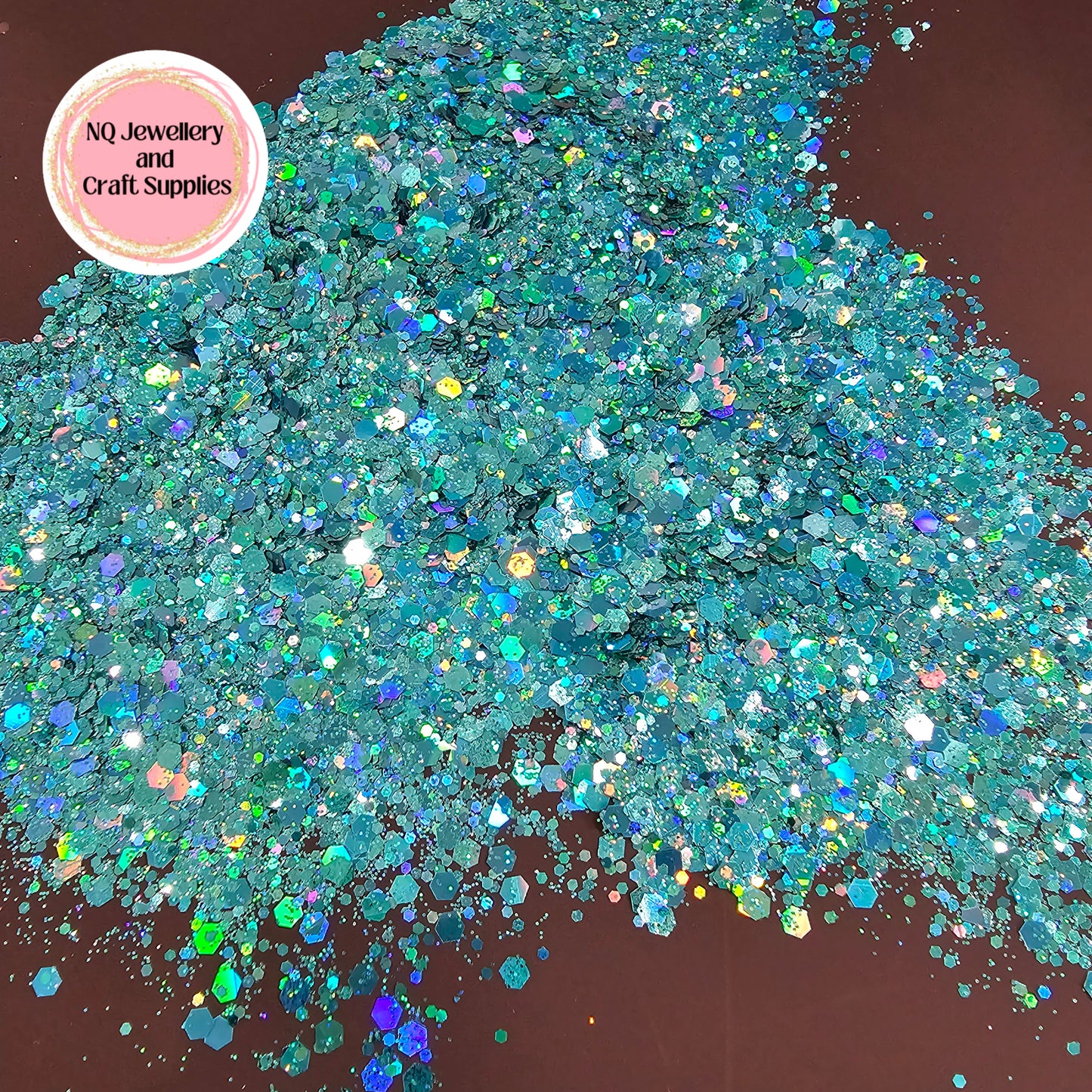 Peacock Feathers Teal Holographic Glitter / Chunky Mixed Sized - 20g 50g Bags