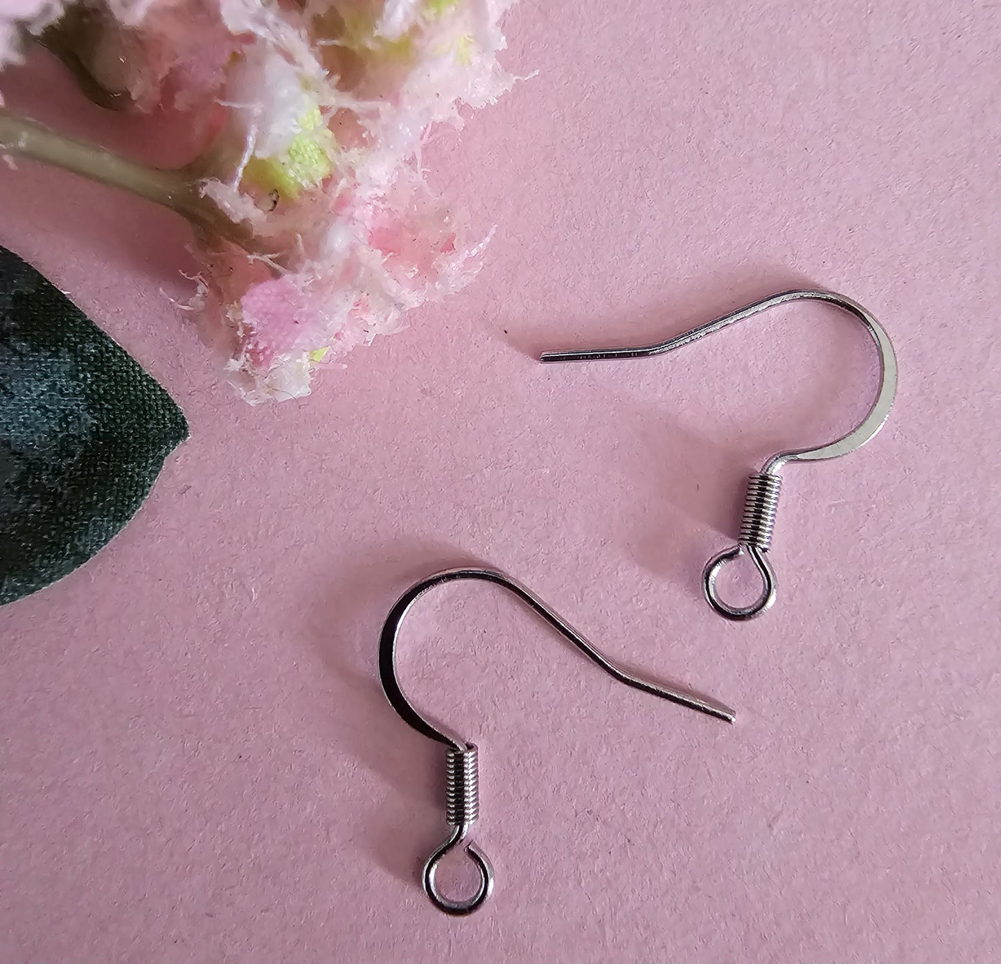 FLAT French Ear Hook with Coil NO Ball 304 Stainless Steel 20mm x 16mm