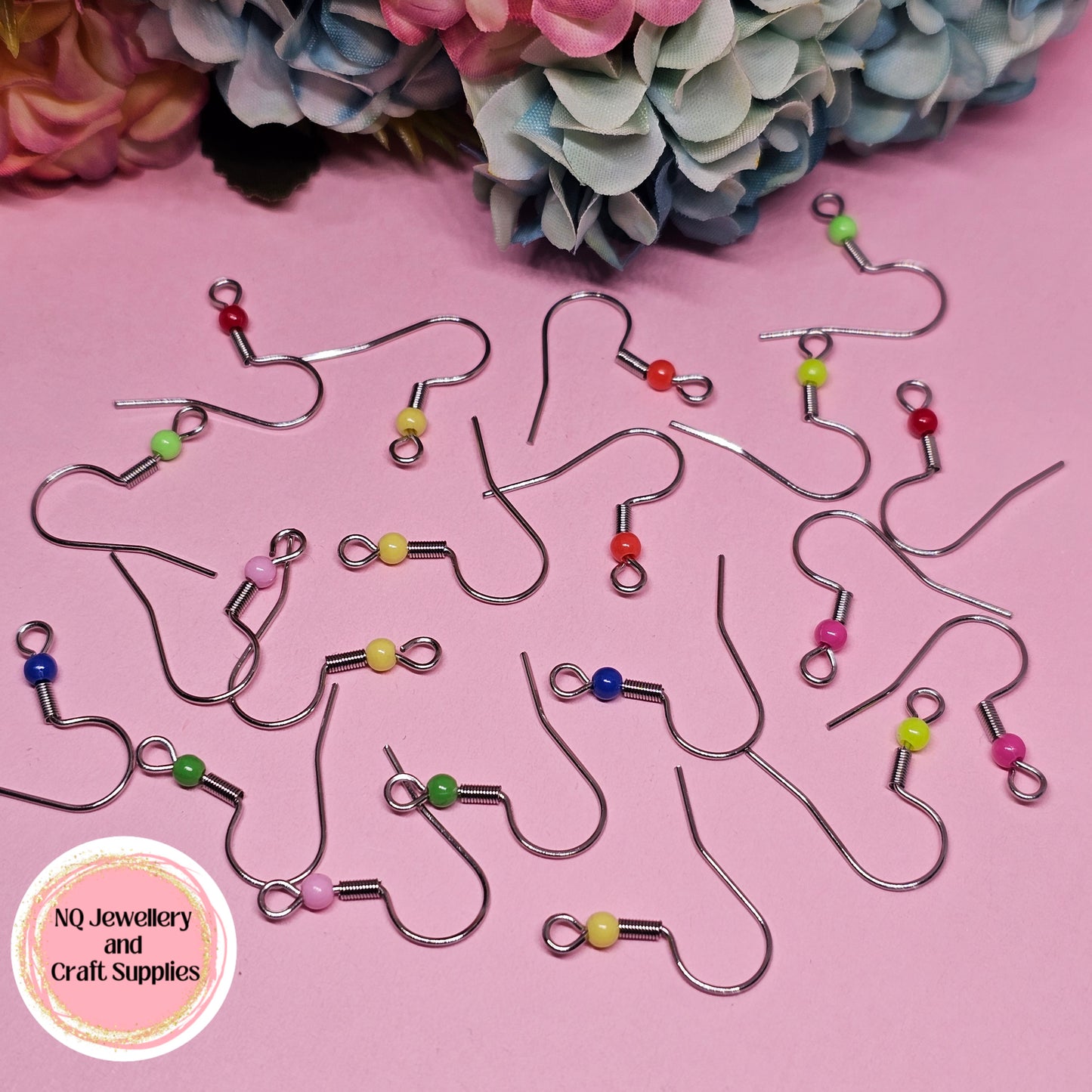 316 Stainless Steel Hooks / 20mm x 17mm Shepherd Hook with Coloured BALL & COIL
