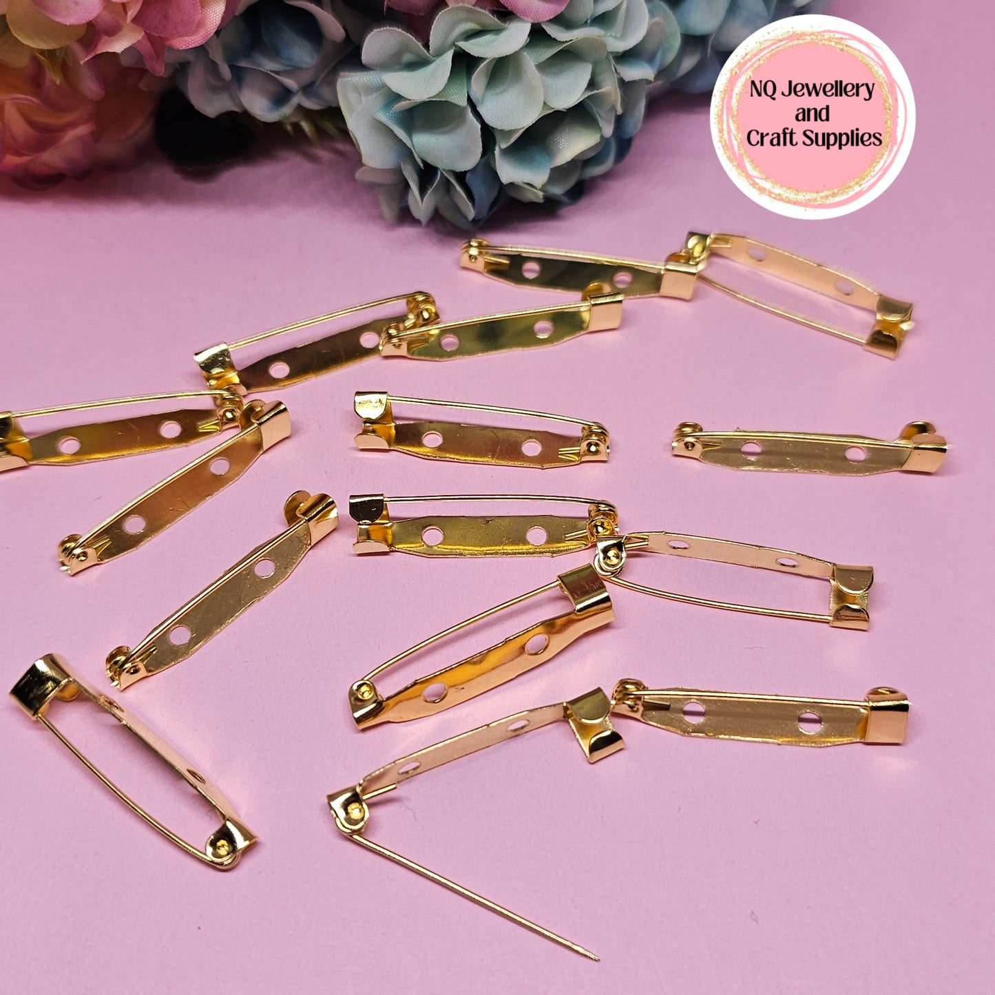Brooch Backs - Qty 15 Bar Brooch Pin Back Iron or Qty 10 Stainless Steel