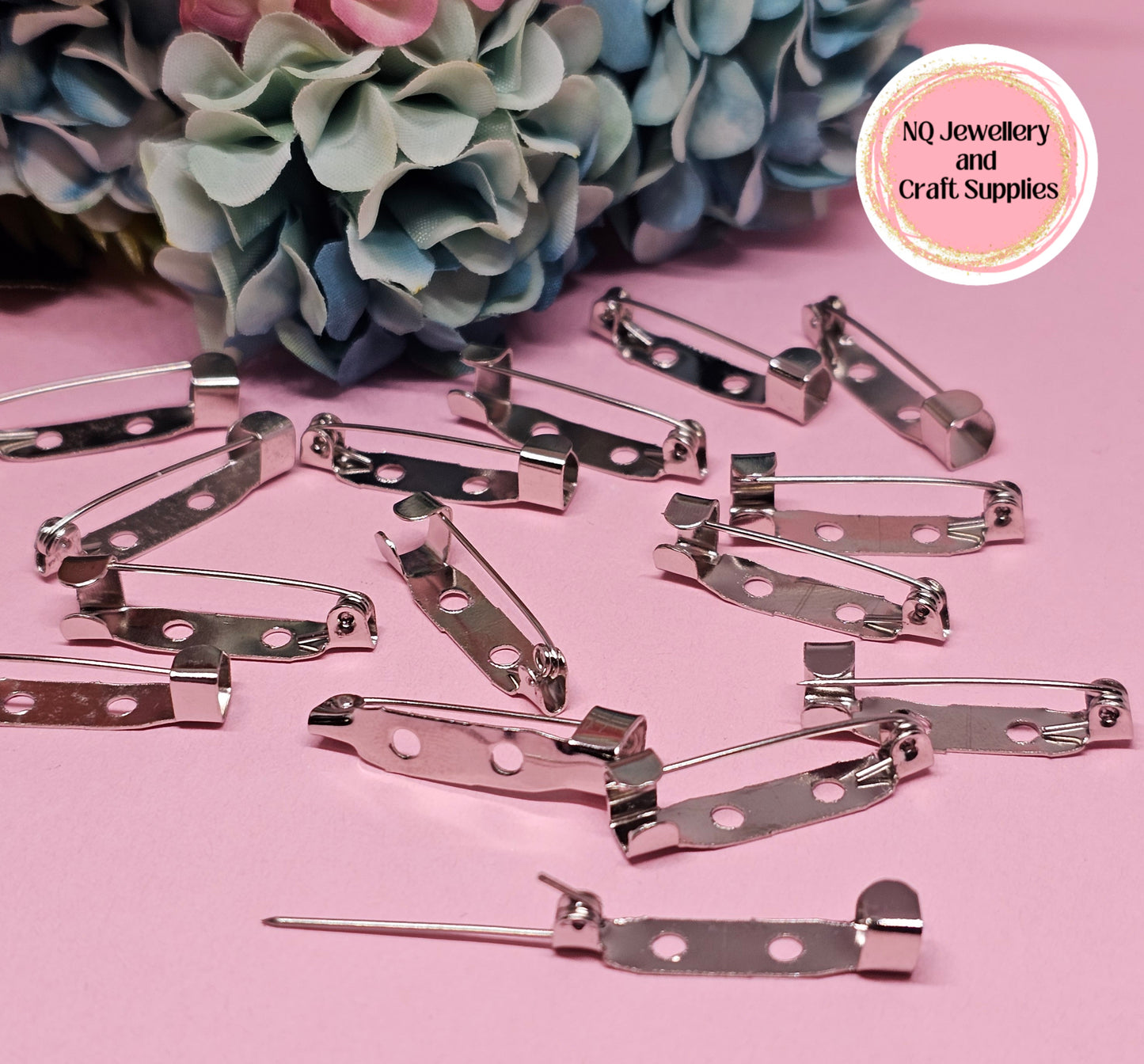 Brooch Backs - Qty 15 Bar Brooch Pin Back Iron or Qty 10 Stainless Steel