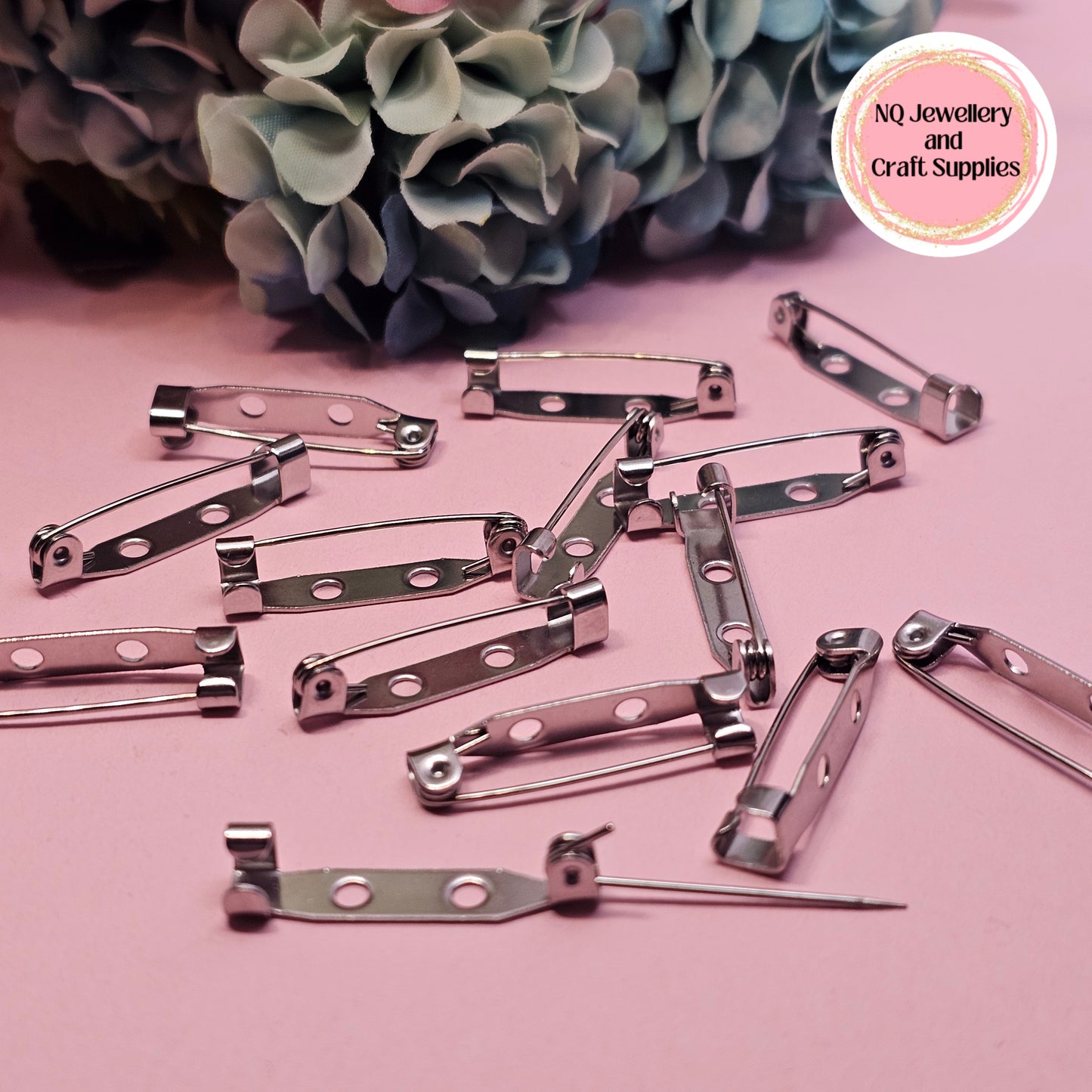 Brooch Backs - Qty 15 Bar Brooch Pin Back Iron or Qty 10 Stainless Steel