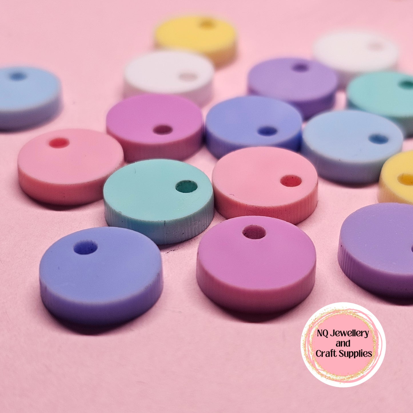 PASTEL Sample Pack / Acrylic Circle Stud Earring Toppers / 16pcs 12mm OR 15mm
