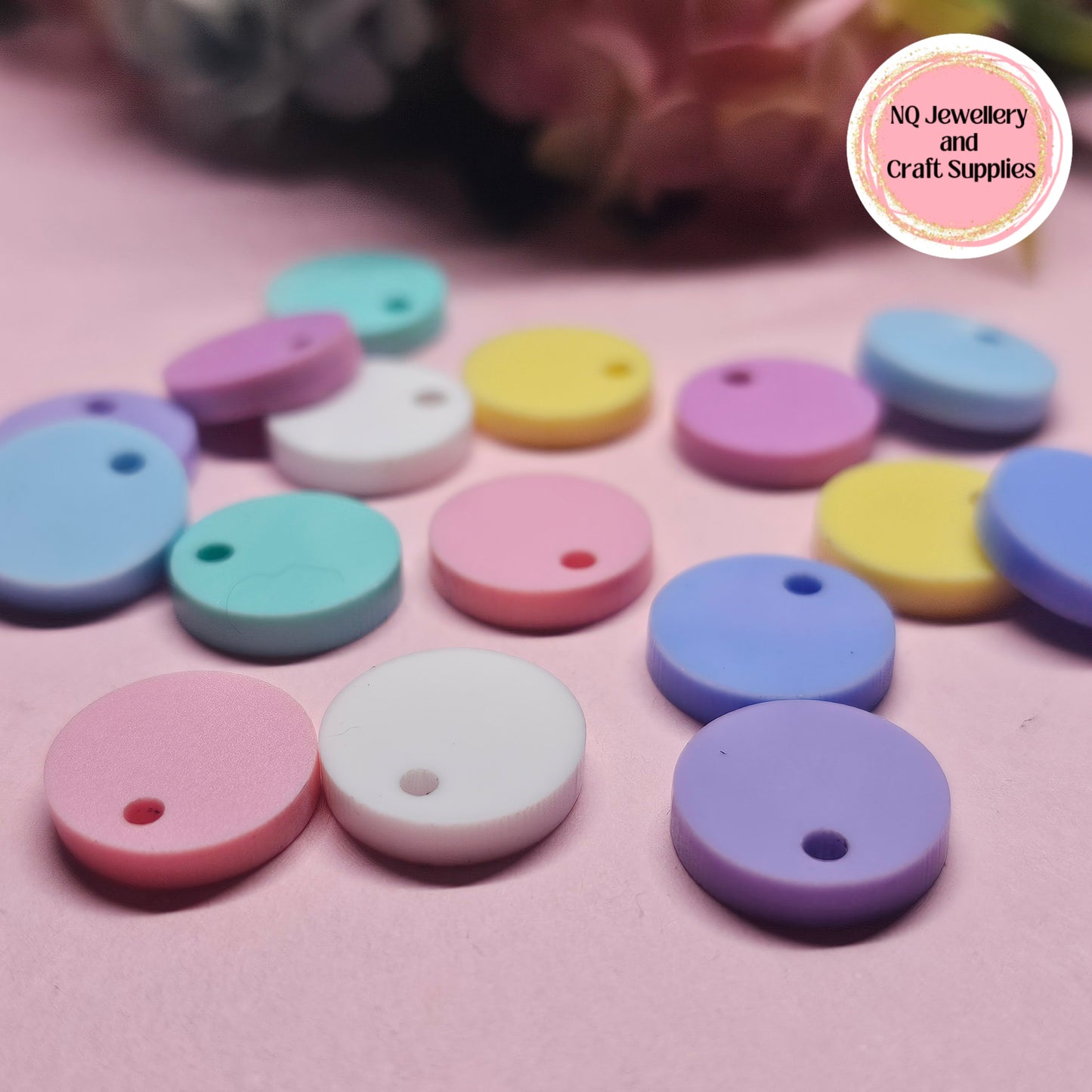 PASTEL Sample Pack / Acrylic Circle Stud Earring Toppers / 16pcs 12mm OR 15mm