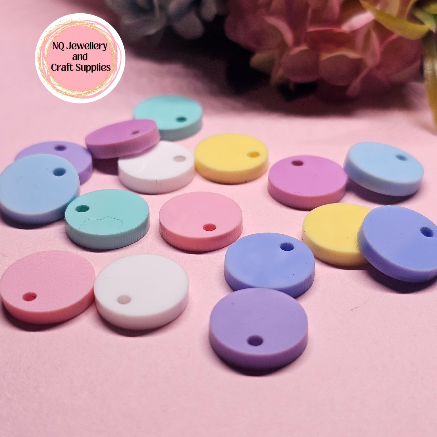 PASTEL Sample Pack / Acrylic Circle Stud Earring Toppers / 16pcs 12mm OR 15mm