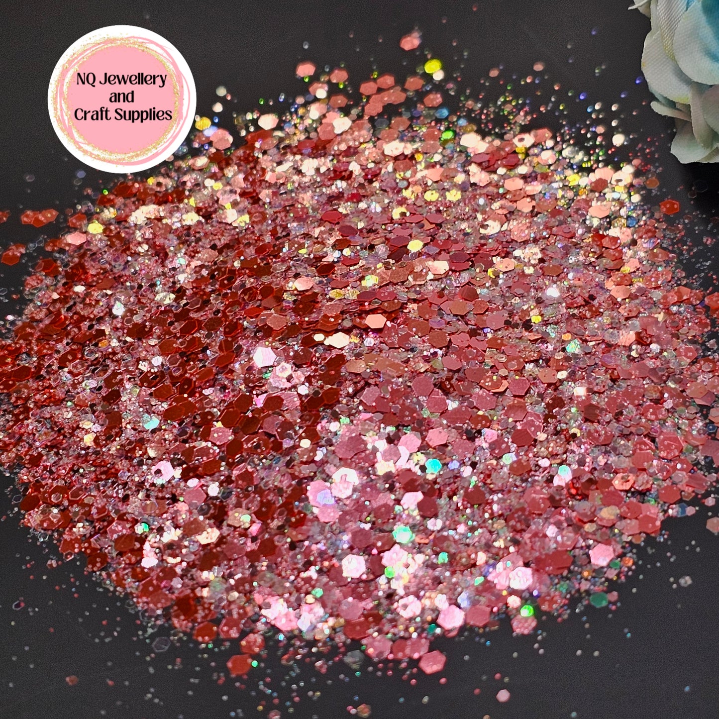 OPAL PINK GLITTER / Pink with Iridescent White / MIX Sized / 20g & 50g