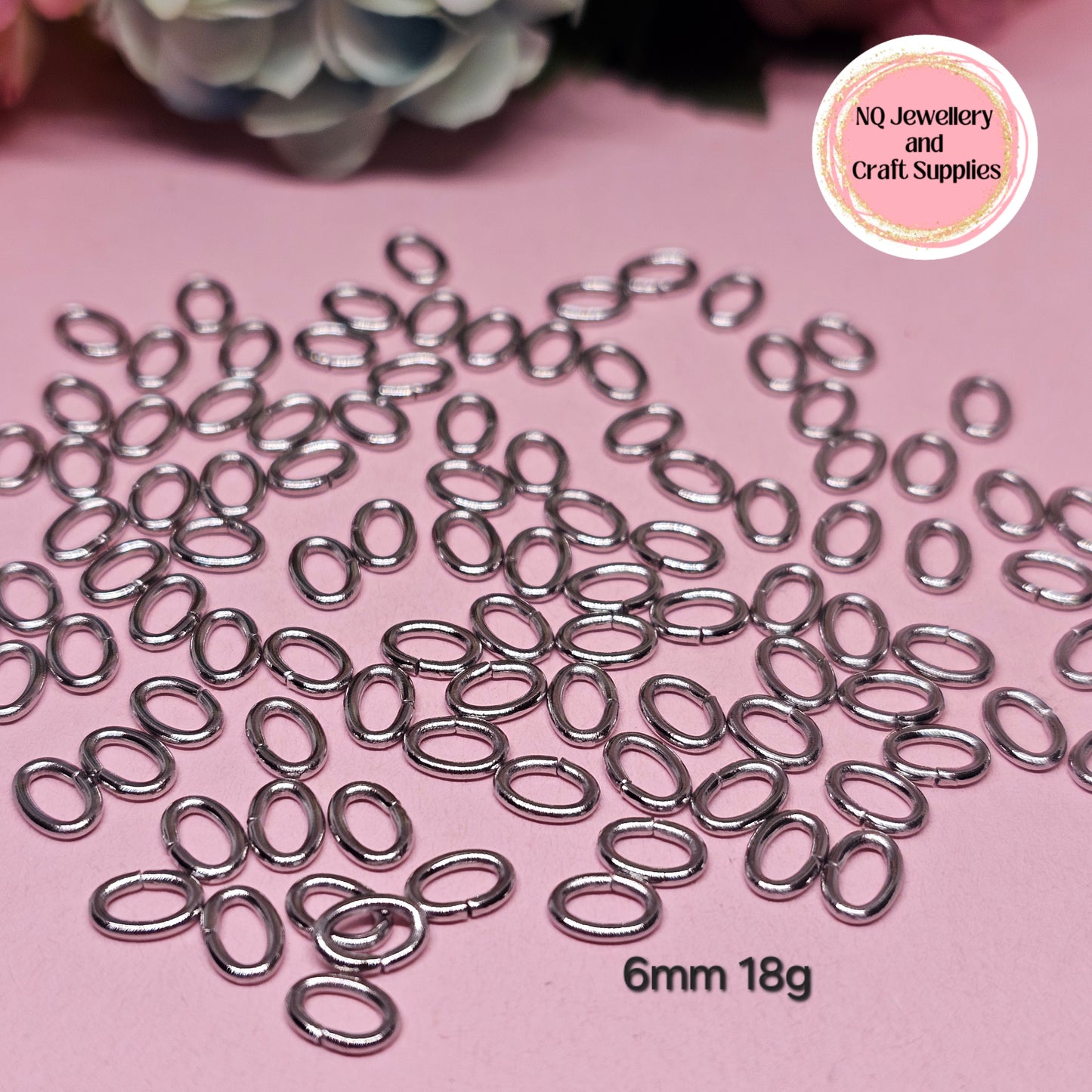 OVAL Jump Rings 304 Stainless Steel x 100pcs 6mm 8mm