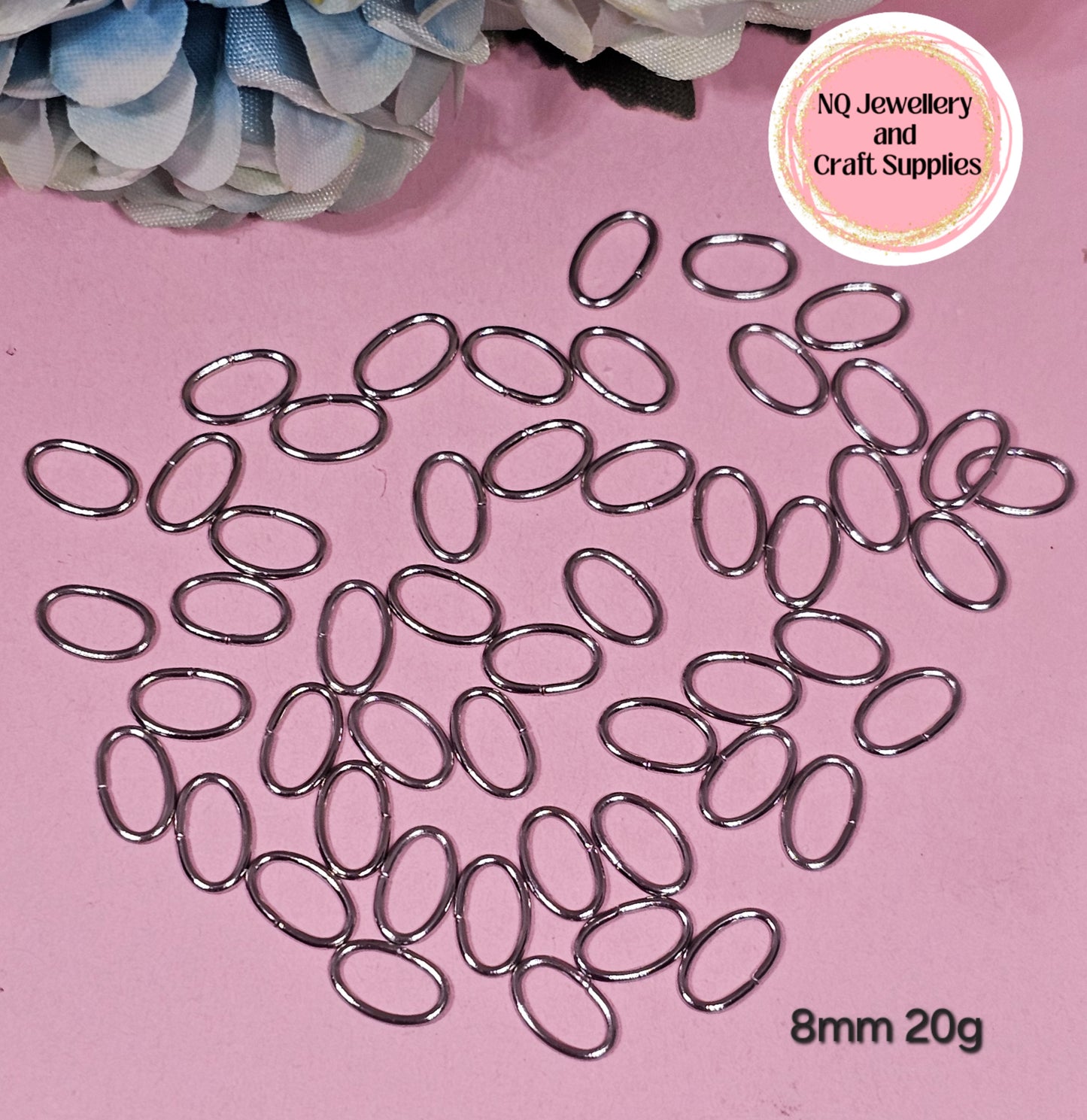 OVAL Jump Rings 304 Stainless Steel x 100pcs 6mm 8mm