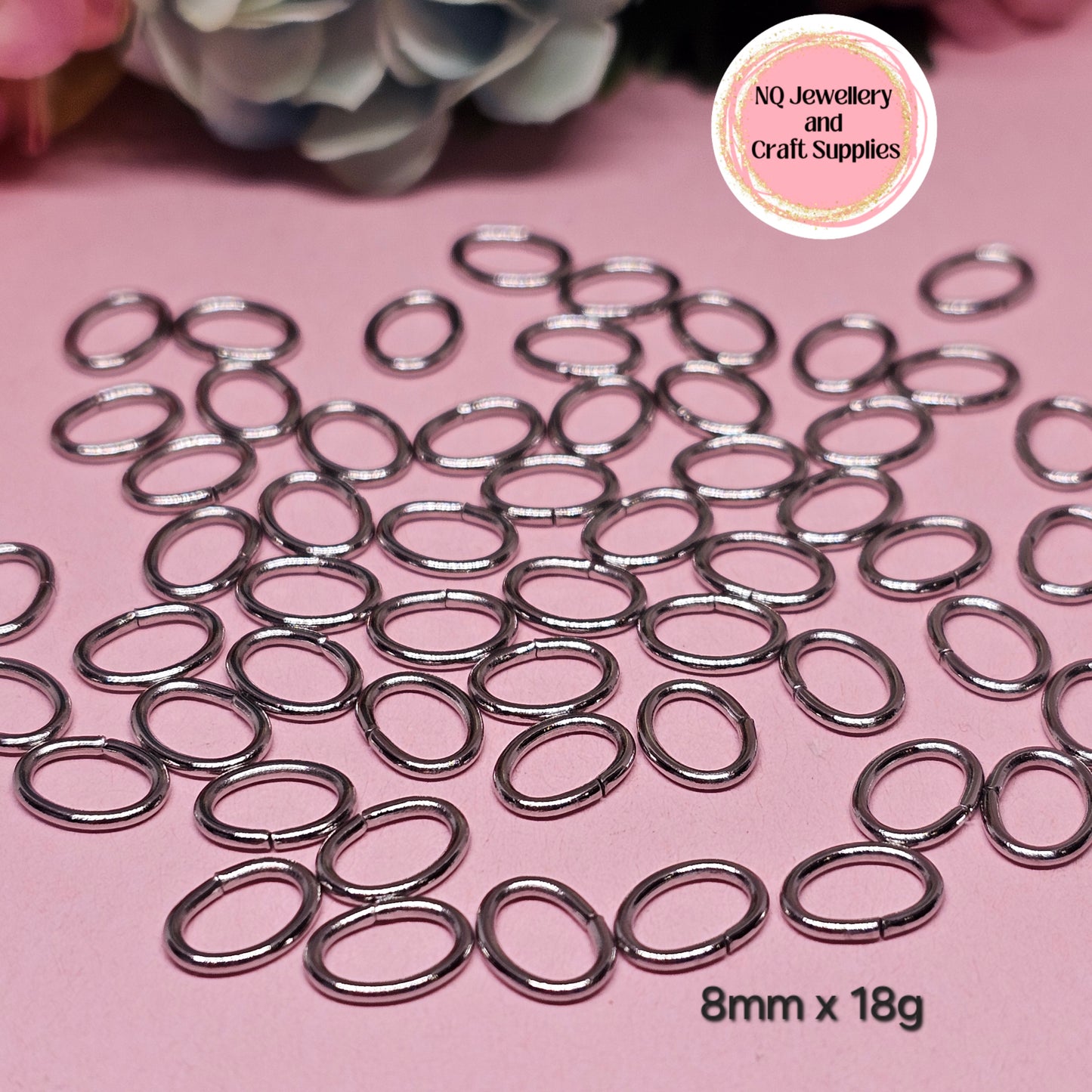 OVAL Jump Rings 304 Stainless Steel x 100pcs 6mm 8mm