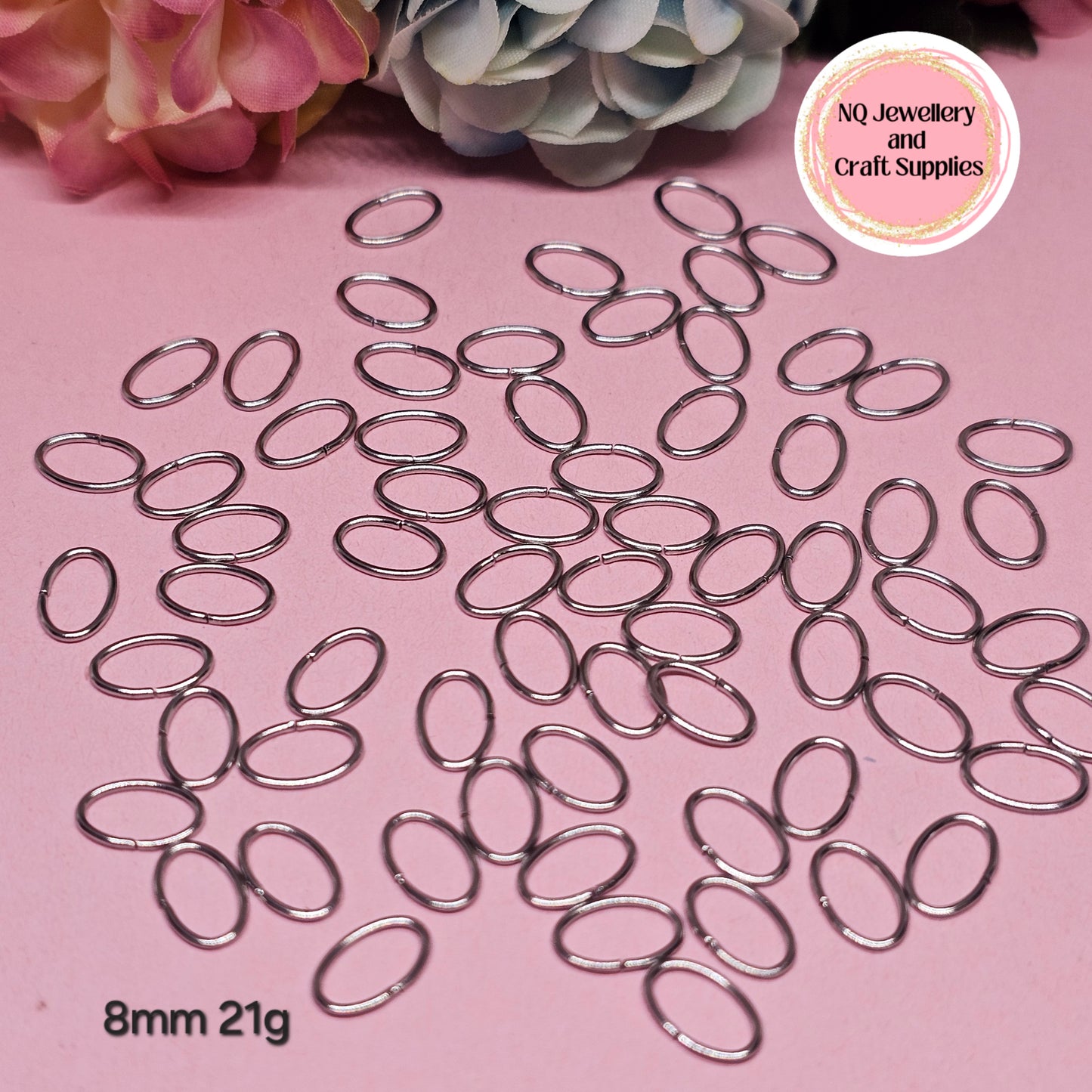 OVAL Jump Rings 304 Stainless Steel x 100pcs 6mm 8mm