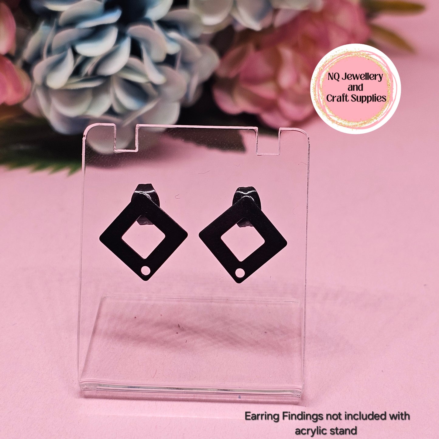 RHOMBUS / Square Diamond Shaped Stainless Steel Stud Earring Findings Decorative 5 Pairs (10pcs) 304 Stainless Steel