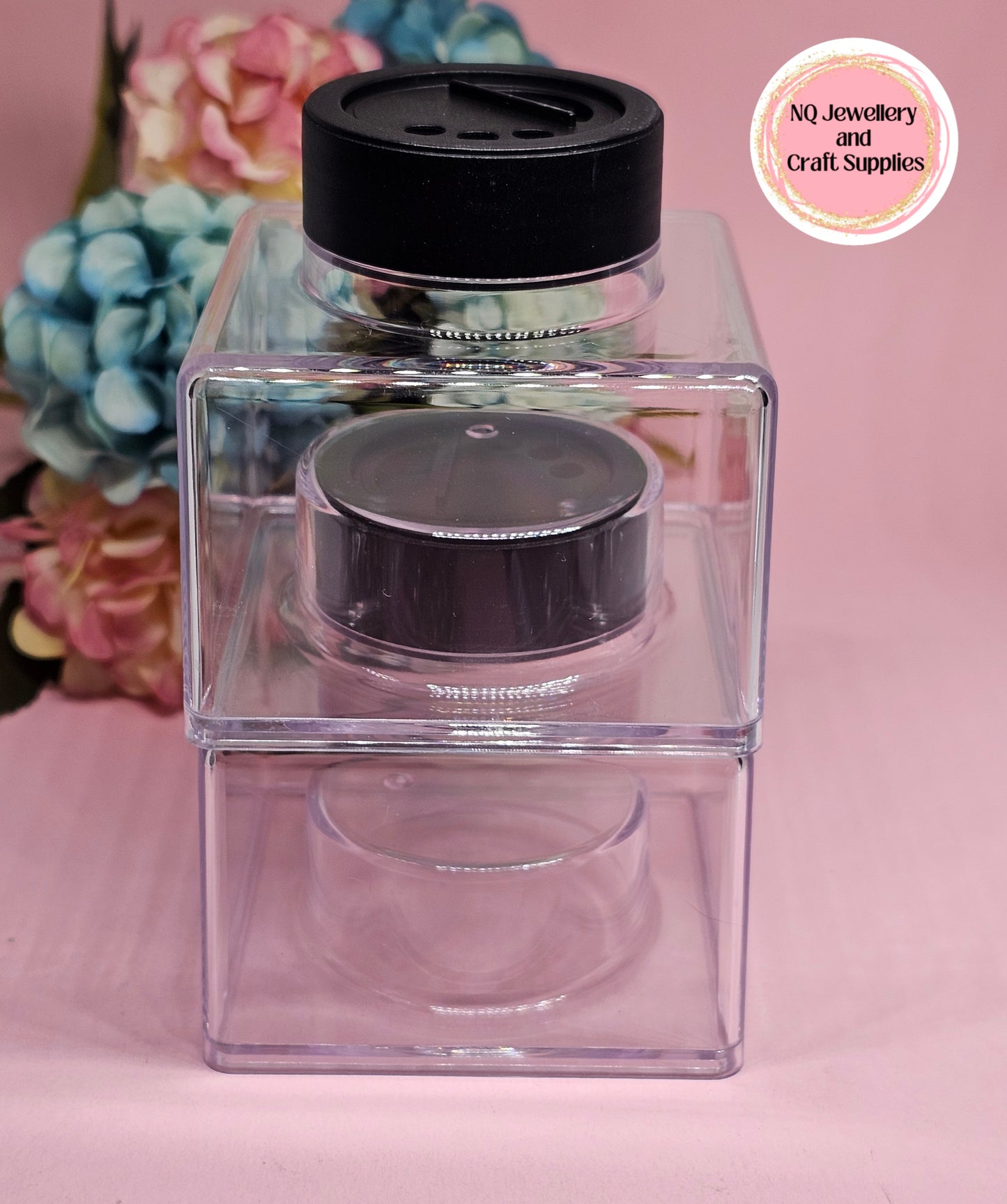 2oz Empty Transparent Stackable Square Container / Glitter Container / Jar