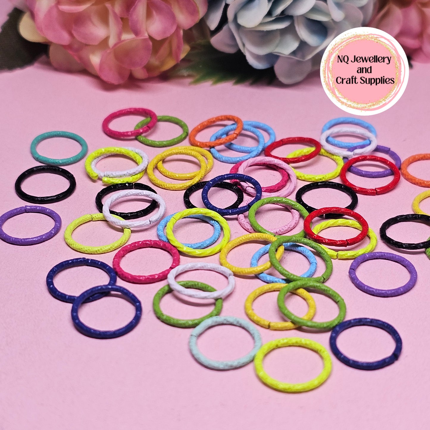 MULTI COLOURED 6mm 8mm 12mm Coloured Jump Rings / Powder Coated / Alloy