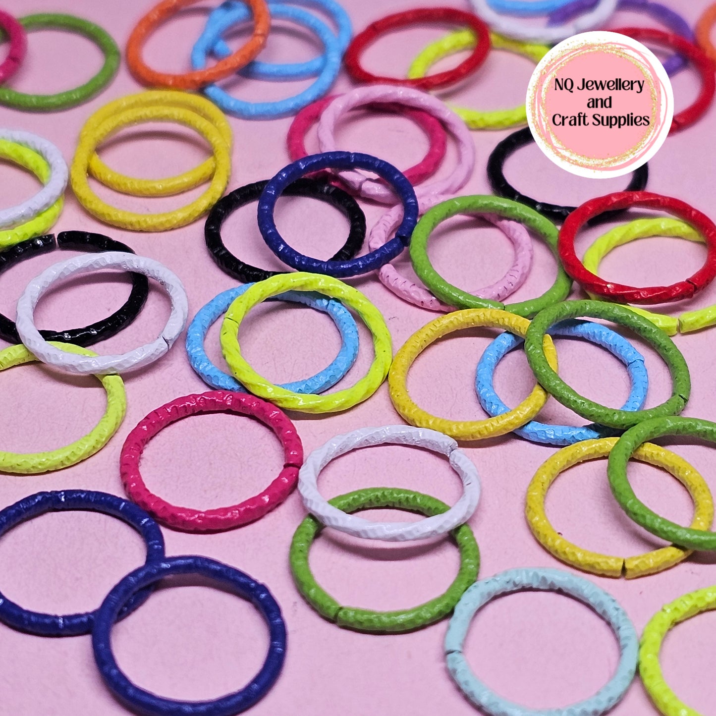 MULTI COLOURED 6mm 8mm 12mm Coloured Jump Rings / Powder Coated / Alloy