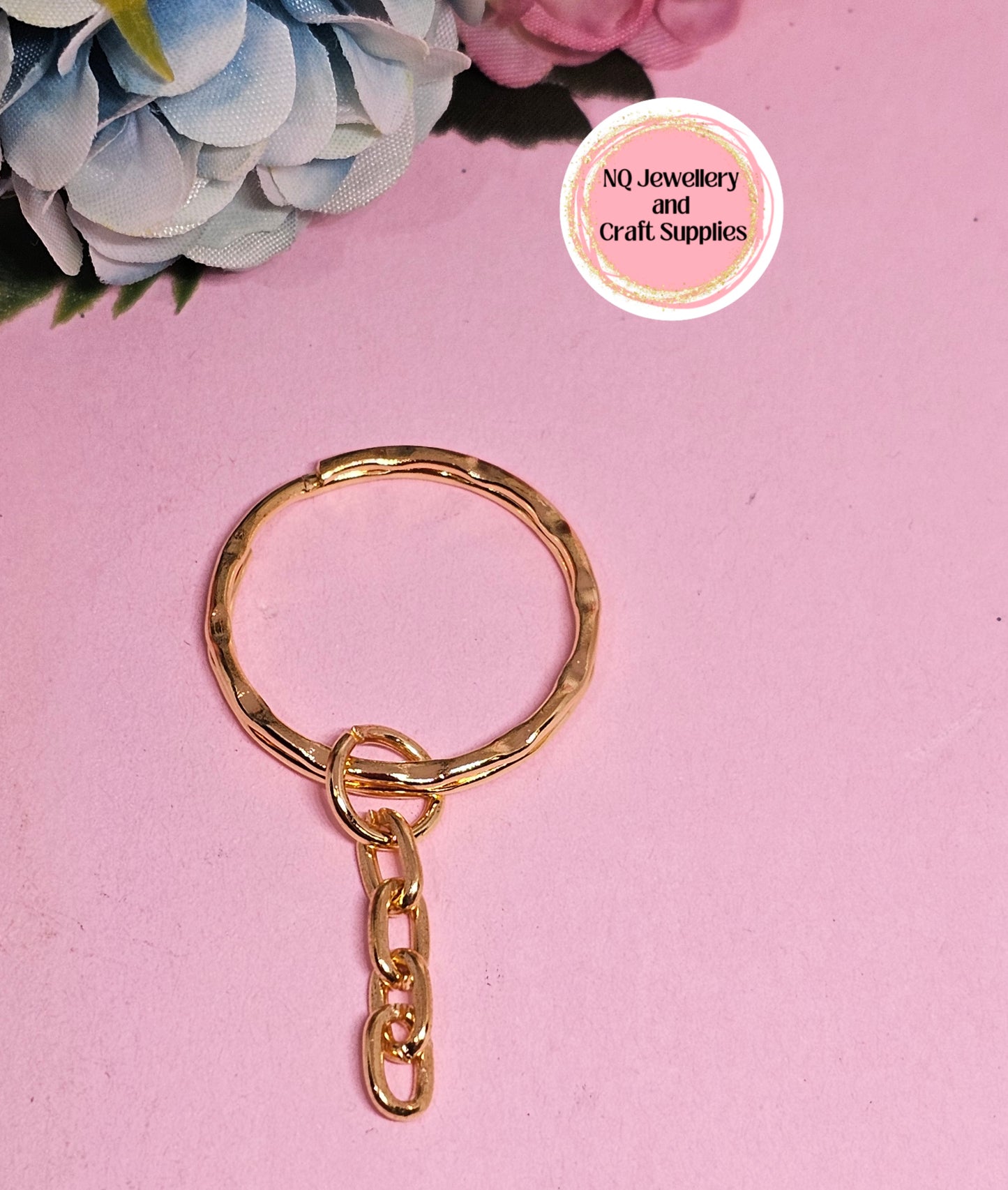 Keyring with Chain Finding 25mm Platinum OR Golden