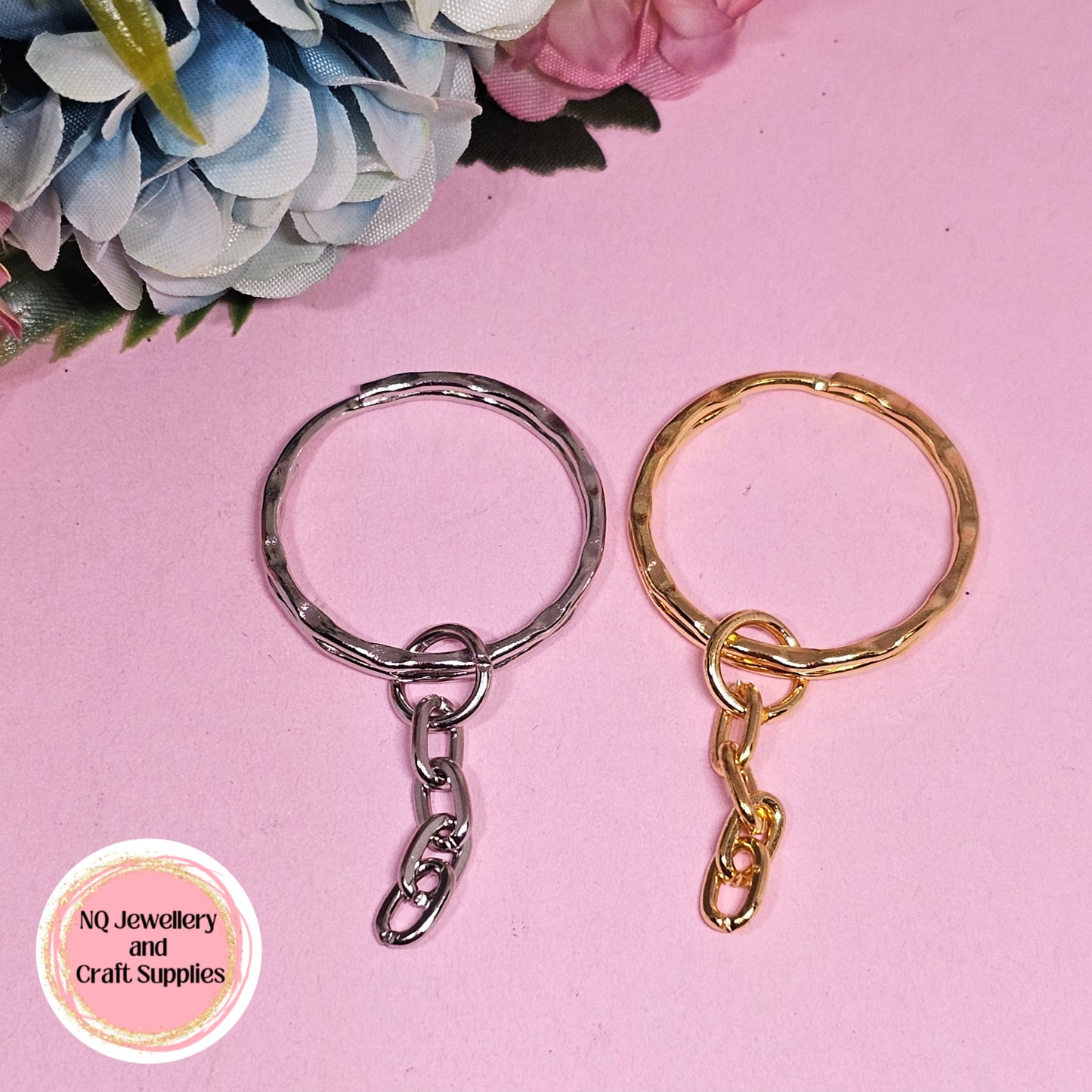 Keyring with Chain Finding 25mm Platinum OR Golden