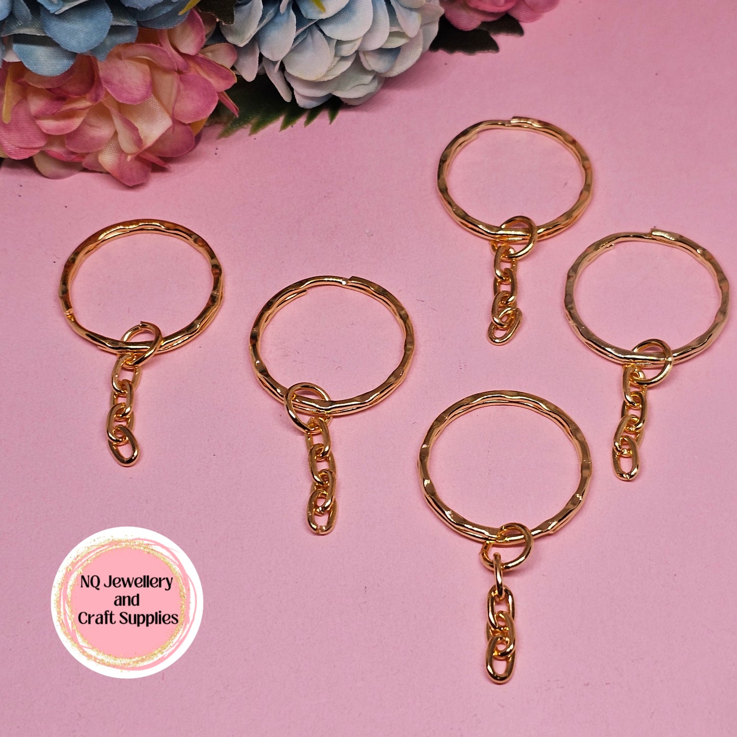 Keyring with Chain Finding 25mm Platinum OR Golden