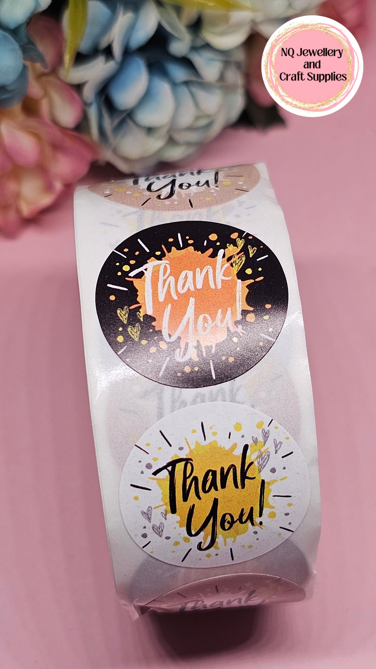 THANK YOU STICKER PAINT SPLAT / Qty 50 or ROLL of 500!