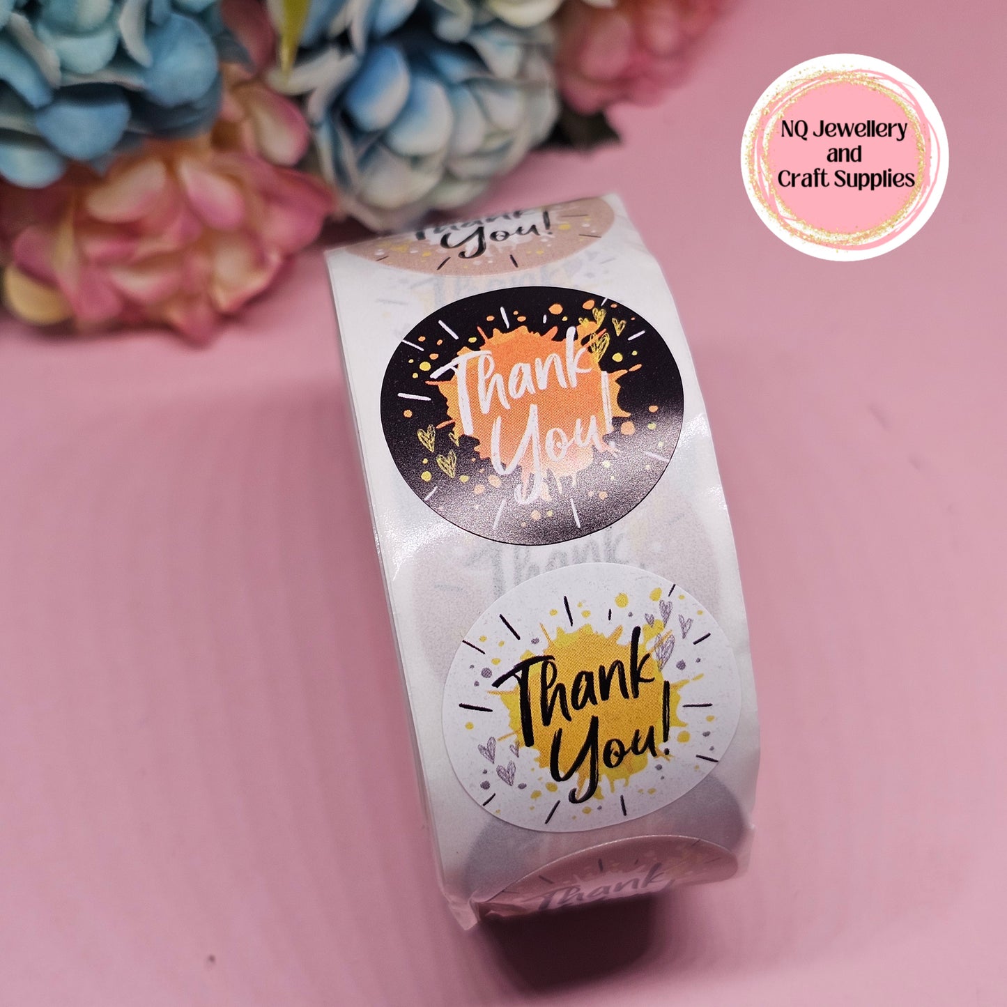 THANK YOU STICKER PAINT SPLAT / Qty 50 or ROLL of 500!