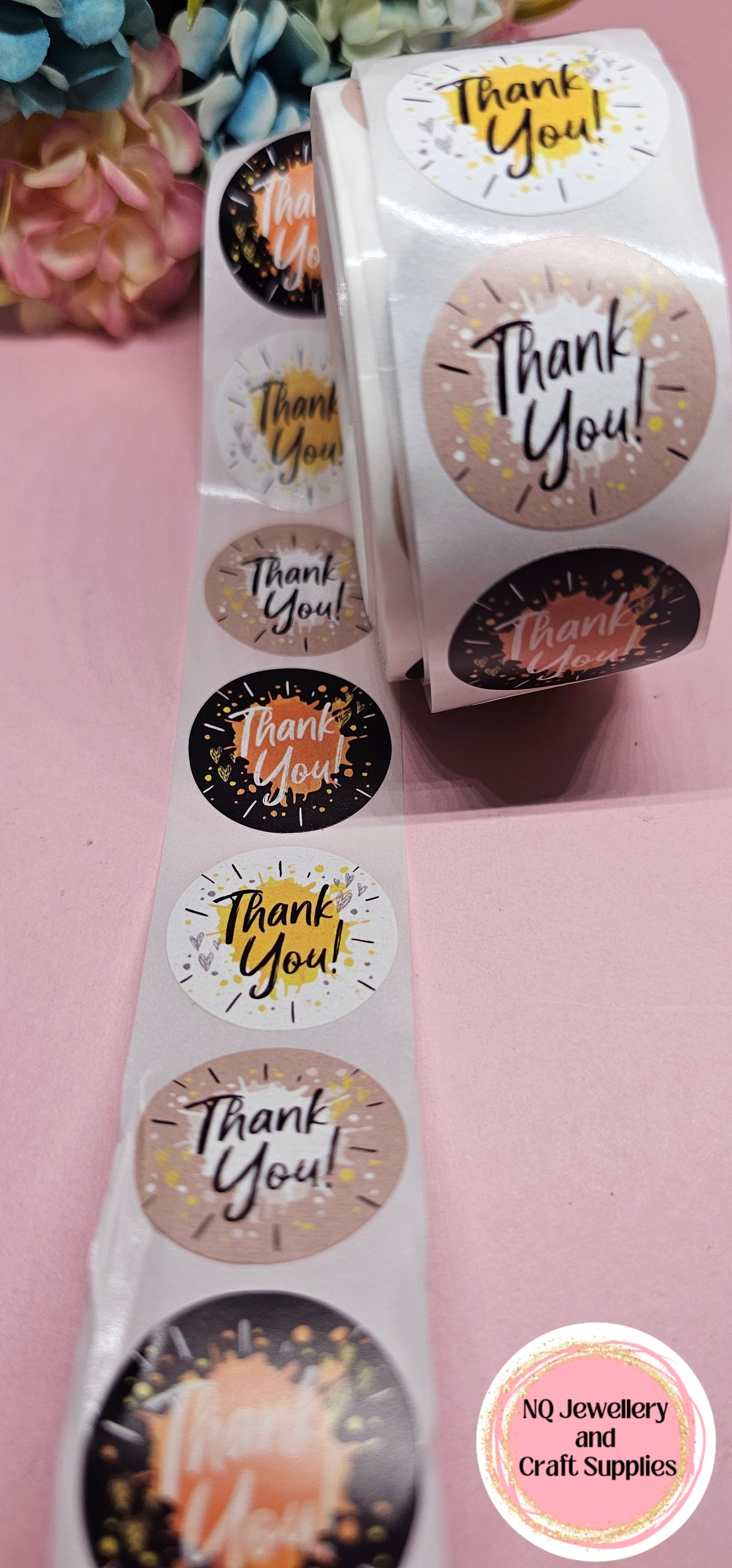 THANK YOU STICKER PAINT SPLAT / Qty 50 or ROLL of 500!