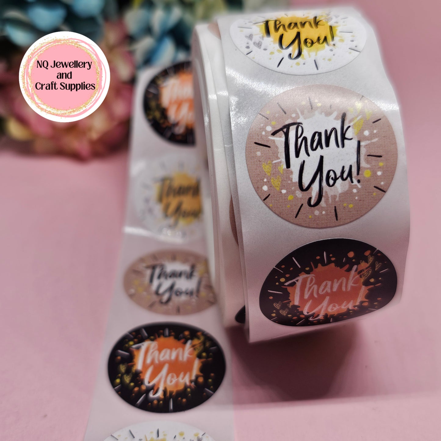 THANK YOU STICKER PAINT SPLAT / Qty 50 or ROLL of 500!