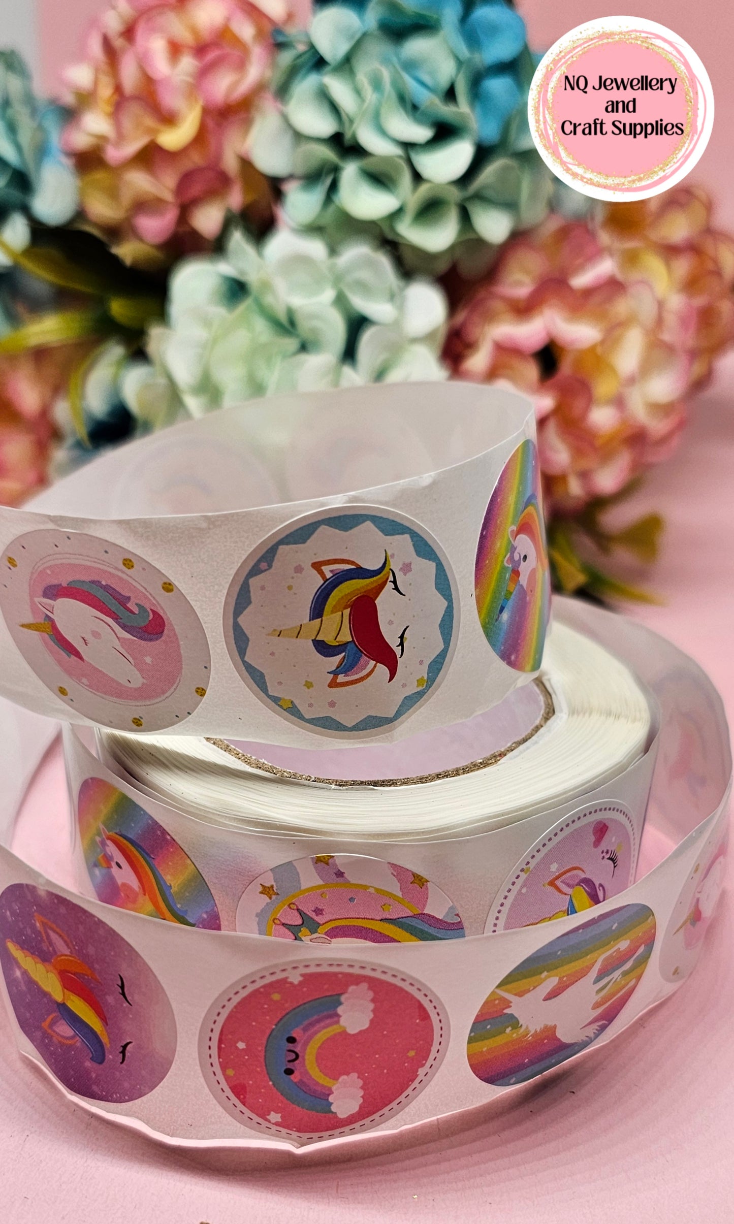 UNICORN STICKERS / PARTY BAG STICKERS Qty 50 or ROLL of 500!