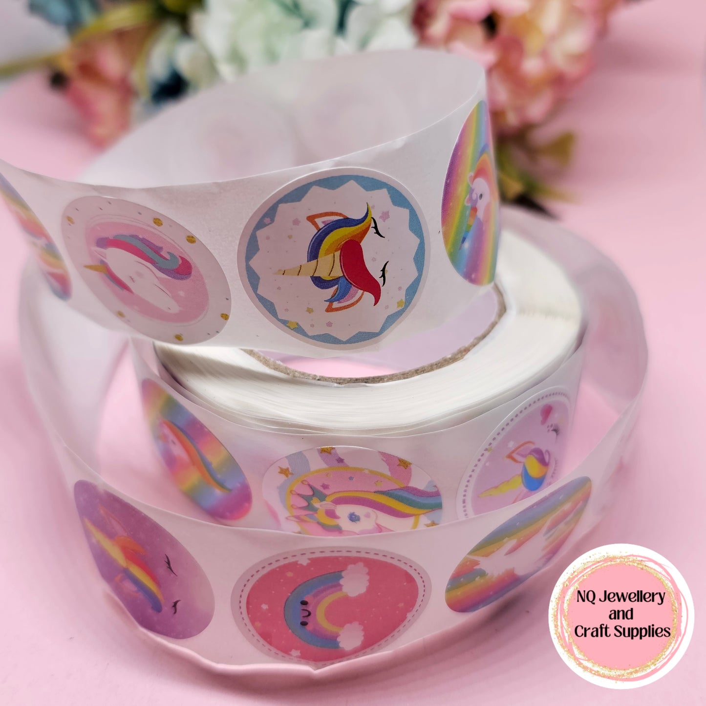 UNICORN STICKERS / PARTY BAG STICKERS Qty 50 or ROLL of 500!
