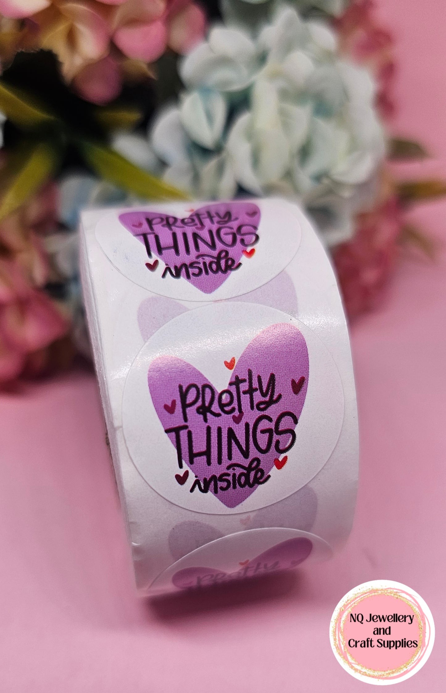 PRETTY THINGS INSIDE STICKERS / Qty 50 or ROLL of 500!