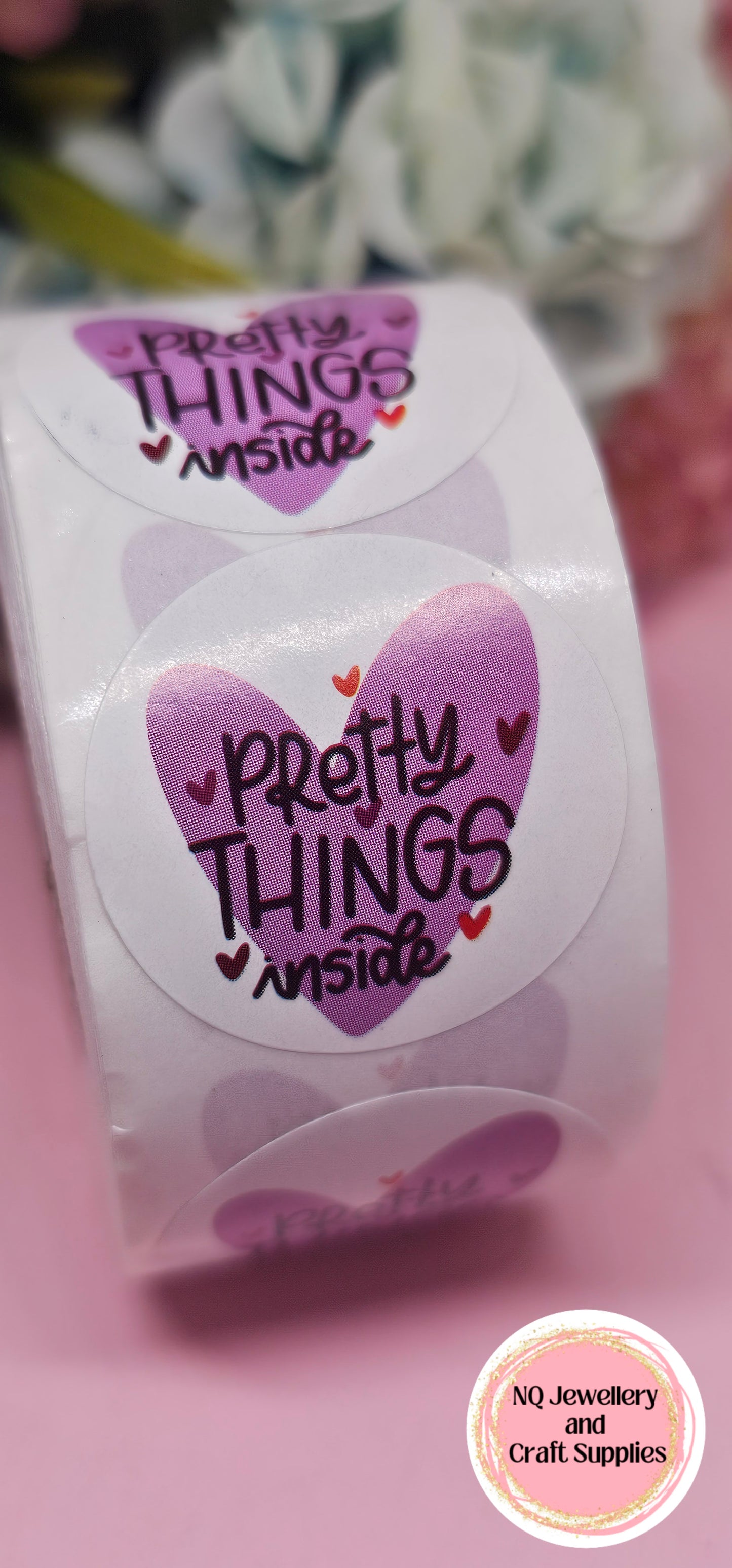 PRETTY THINGS INSIDE STICKERS / Qty 50 or ROLL of 500!