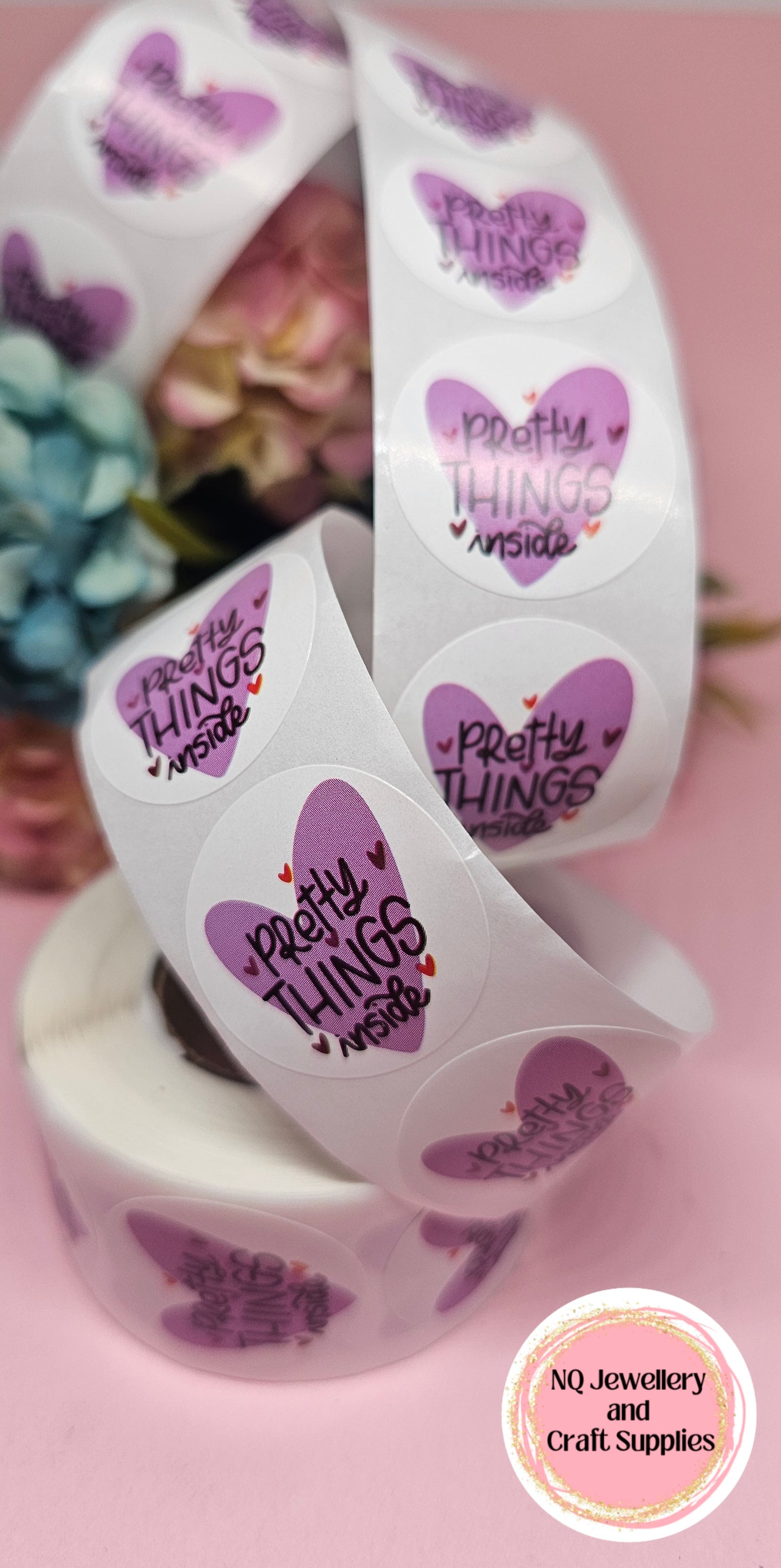 PRETTY THINGS INSIDE STICKERS / Qty 50 or ROLL of 500!