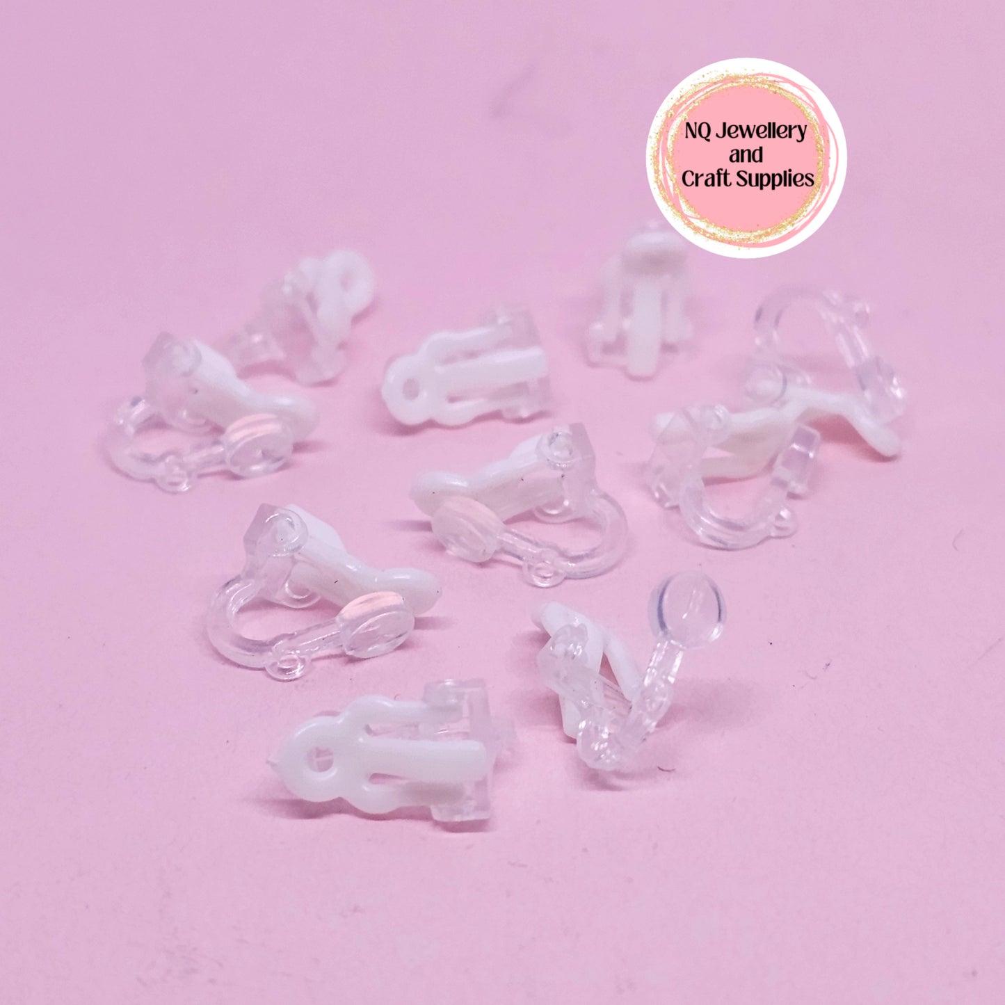 CLIP ON Flat Pad Earrings 8mm & 10mm 316 Stainless Steel / Transparent Plastic 3mm & 5mm BULK BUNDLE AVAILABLE