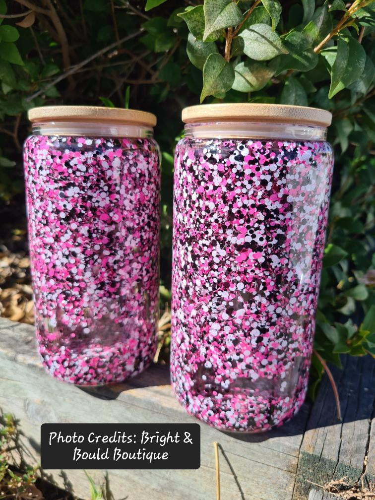Ashy Anne Dot Glitter / Hot Pink Black & White Dots / 20g 56g Bag