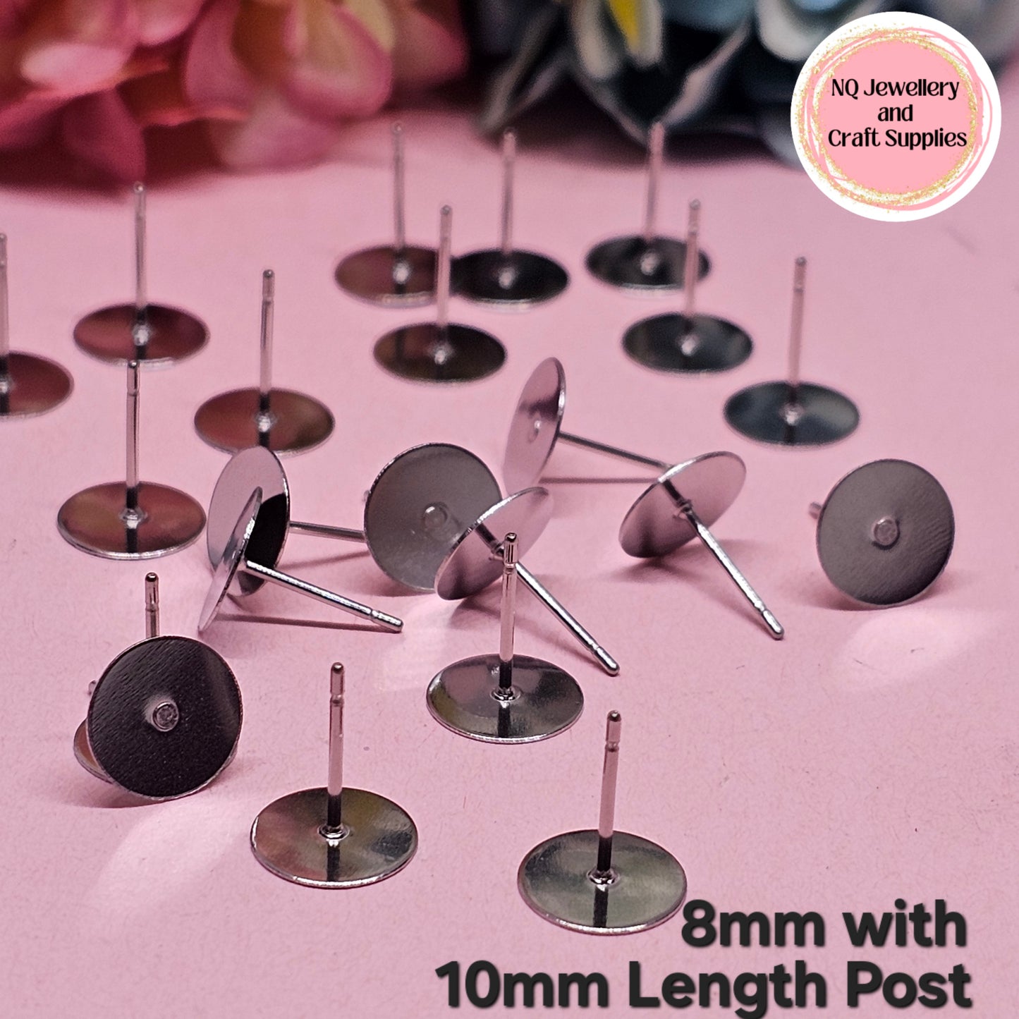 316L Stainless Steel Earring Stud Posts - 3mm 4mm 5mm 6mm 8mm 10mm 12mm / 100 pieces PLUS Backs