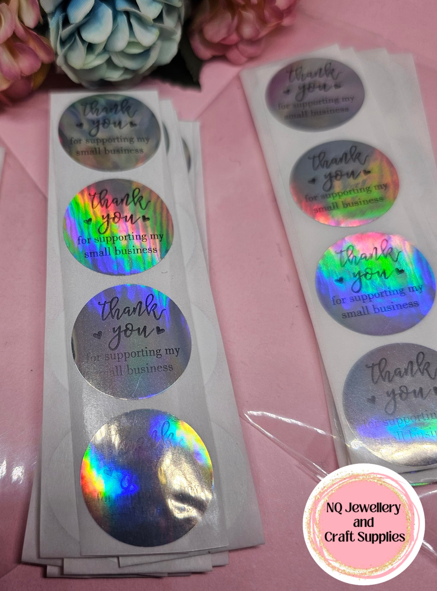 Thank you For Supporting My Small Business HOLOGRAPHIC / Stickers / Pack of 50