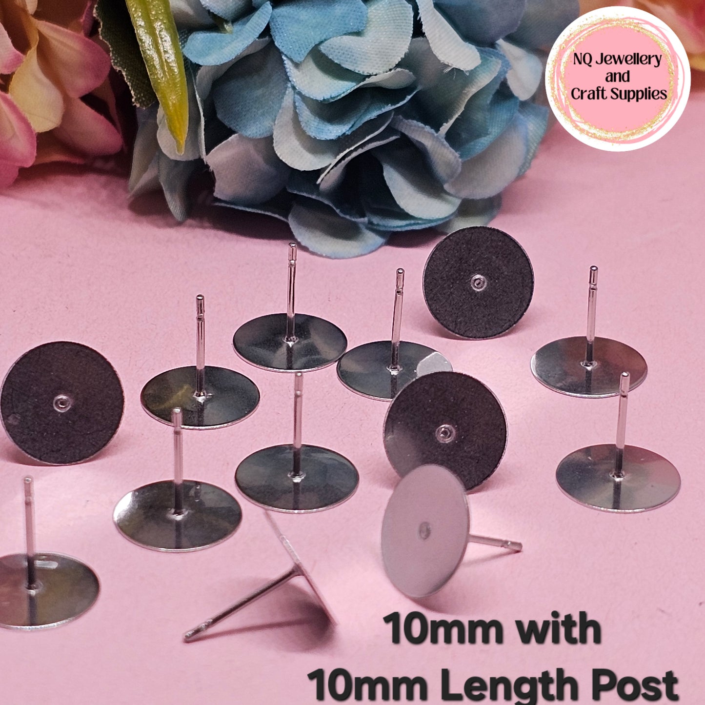 316L Stainless Steel Earring Stud Posts - 3mm 4mm 5mm 6mm 8mm 10mm 12mm / 100 pieces PLUS Backs
