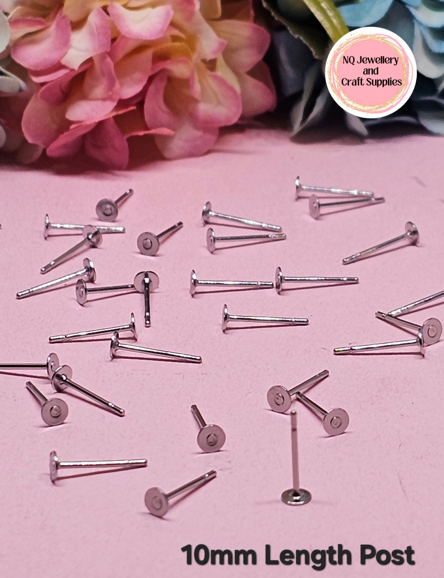 316L Stainless Steel Earring Stud Posts - 3mm 4mm 5mm 6mm 8mm 10mm 12mm / 100 pieces PLUS Backs