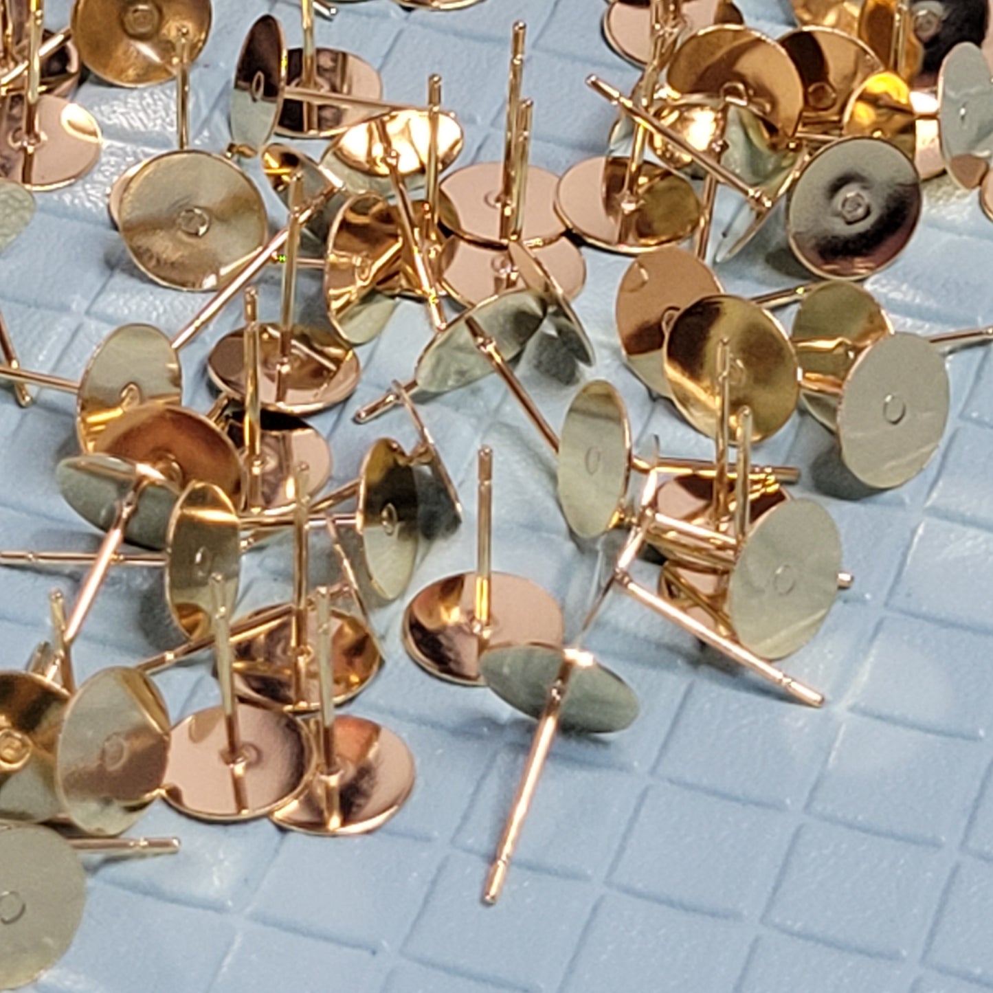 GOLD Real 24K Gold Plated Flat Pad Earring Stud Posts 304 Stainless Steel or 316L Stainless Steel