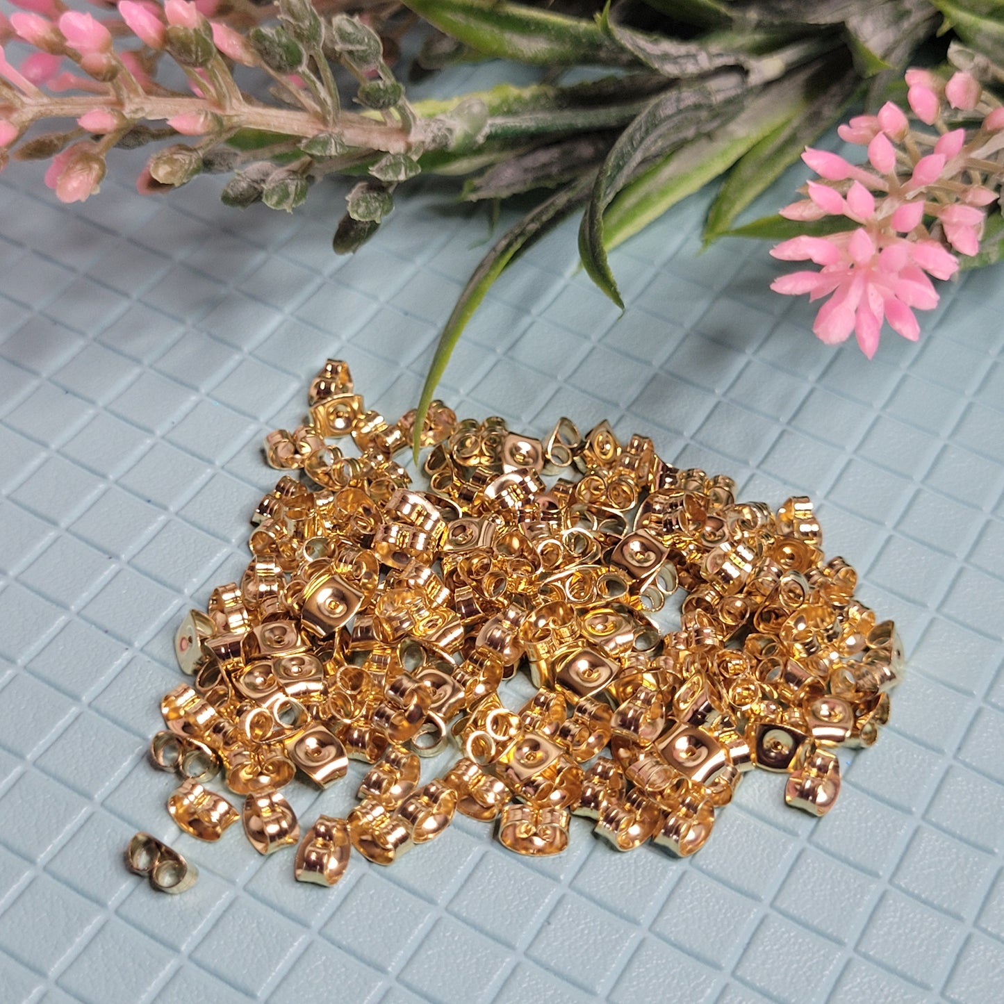 GOLD Real 24K Gold Plated Flat Pad Earring Stud Posts 304 Stainless Steel or 316L Stainless Steel