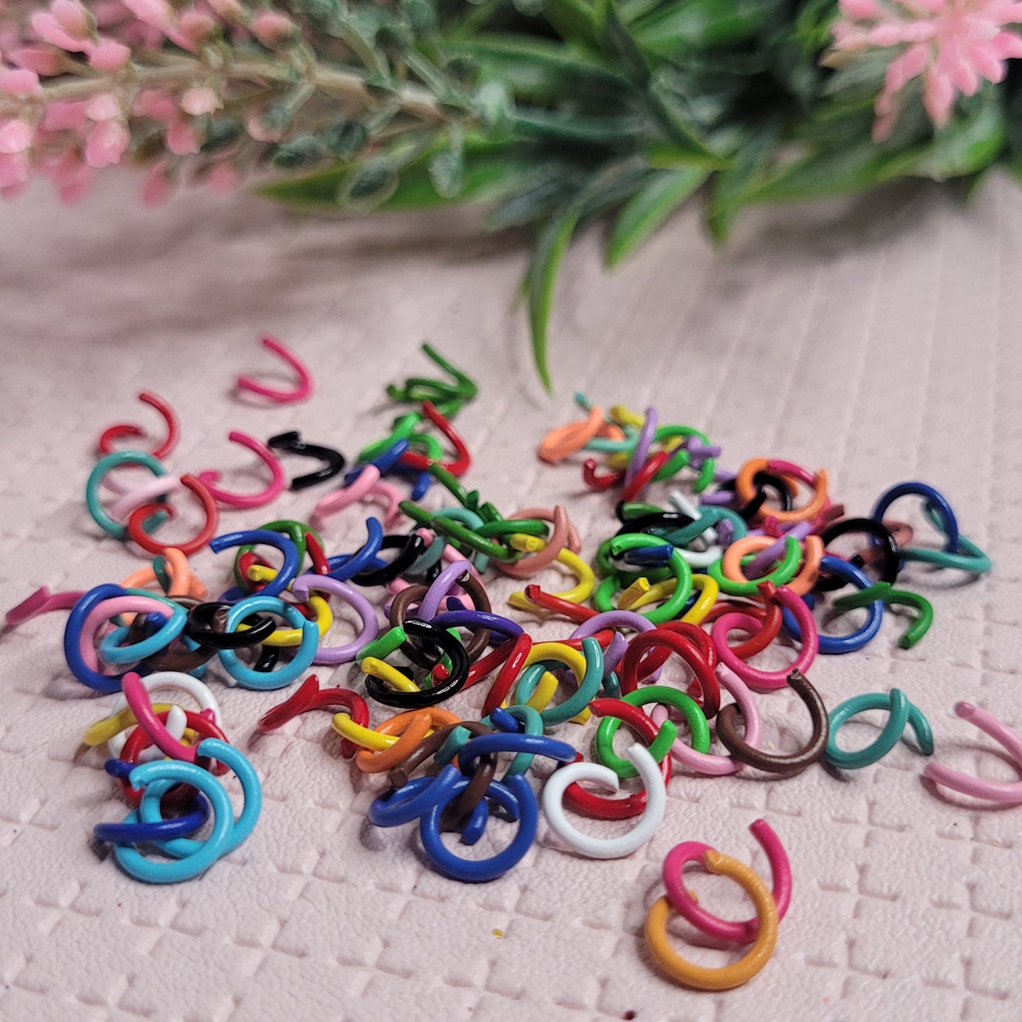 MULTI COLOURED 6mm 8mm 12mm Coloured Jump Rings / Powder Coated / Alloy