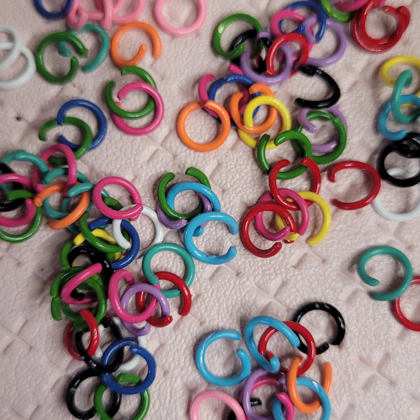 MULTI COLOURED 6mm 8mm 12mm Coloured Jump Rings / Powder Coated / Alloy