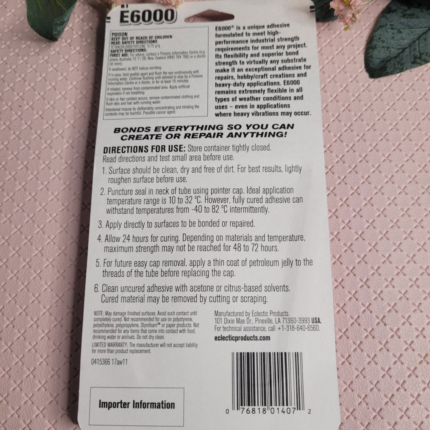 E6000 Glue Crystal Clear / Jewellery & Bead / 4pk Mini Packs