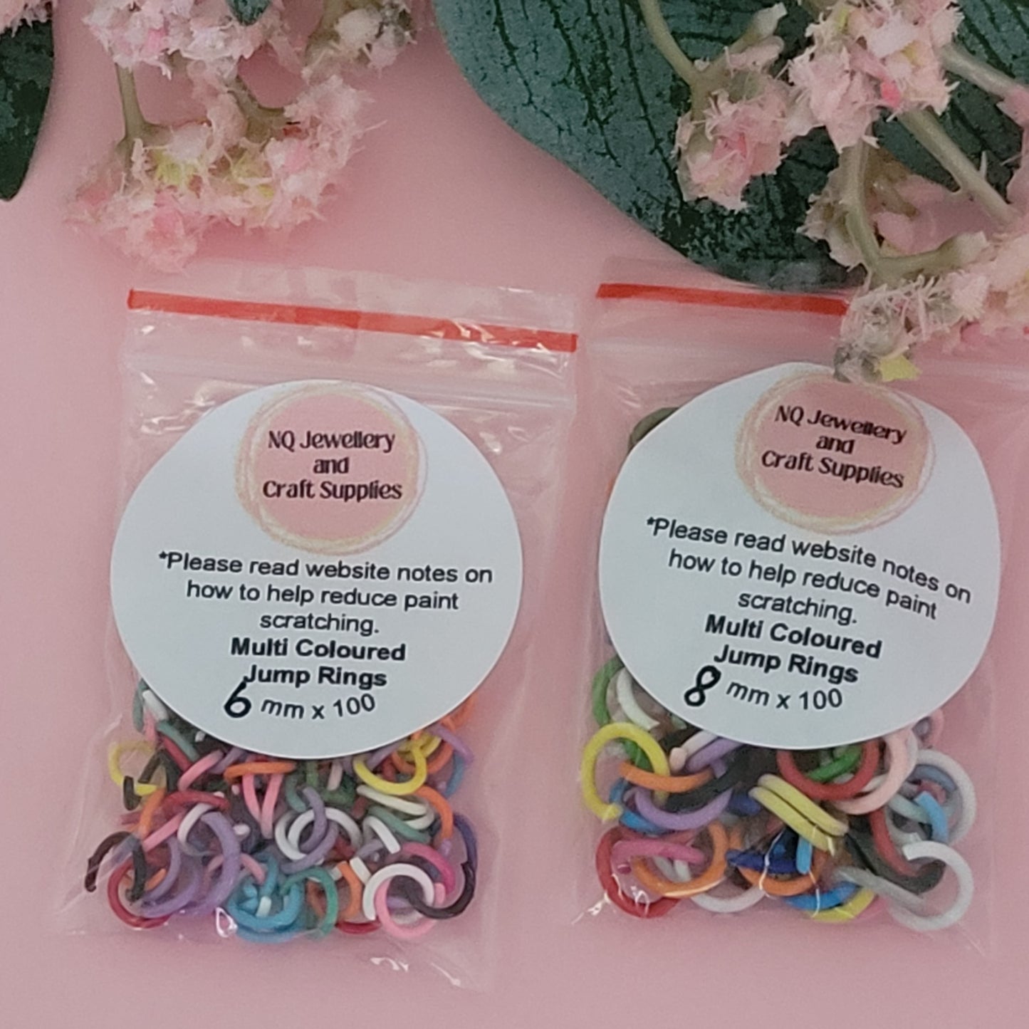 MULTI COLOURED 6mm 8mm 12mm Coloured Jump Rings / Powder Coated / Alloy