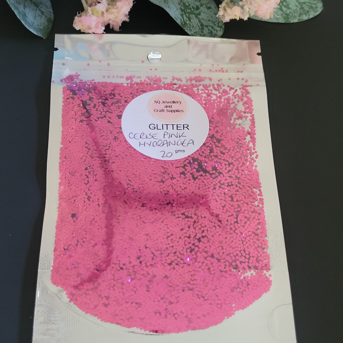 Cerise Pink Hydrangea Glitter / Mini Hex Glitter / 20g 50g 100g / Pink Glitter / SIZE 1/24
