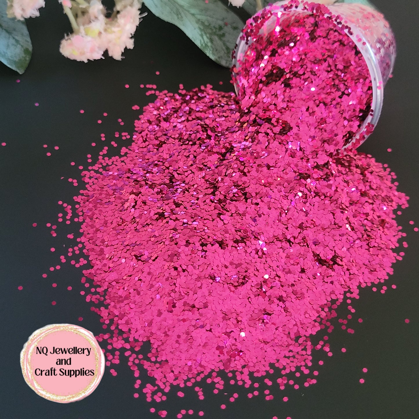 Cerise Pink Hydrangea Glitter / Mini Hex Glitter / 20g 50g 100g / Pink Glitter / SIZE 1/24