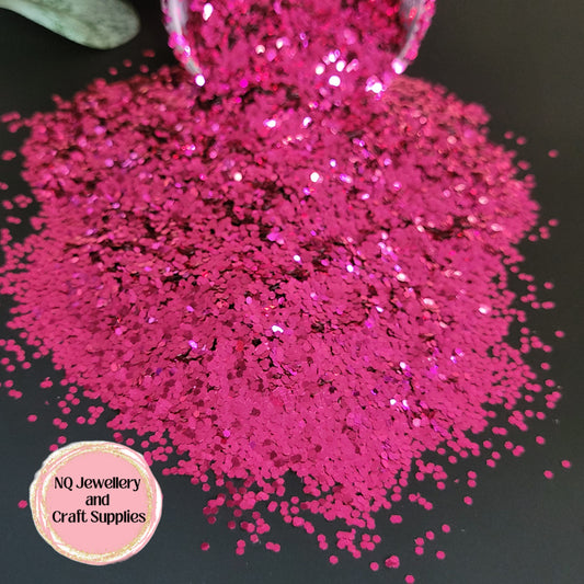 Cerise Pink Hydrangea Glitter / Mini Hex Glitter / 20g 50g 100g / Pink Glitter / SIZE 1/24
