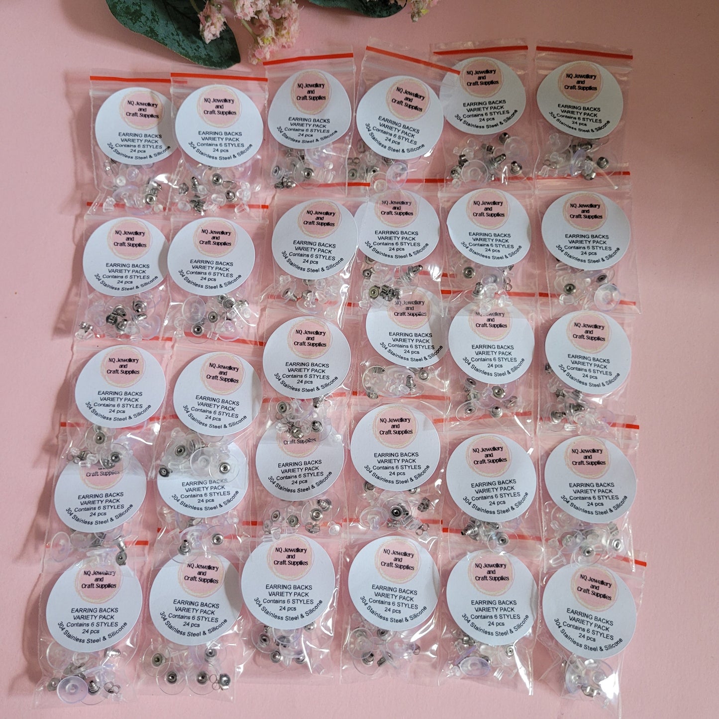Earring Backs Variety Pack Contains 6 Styles of Earring Backs - 24pcs Silicone / 304 Stainless Steel